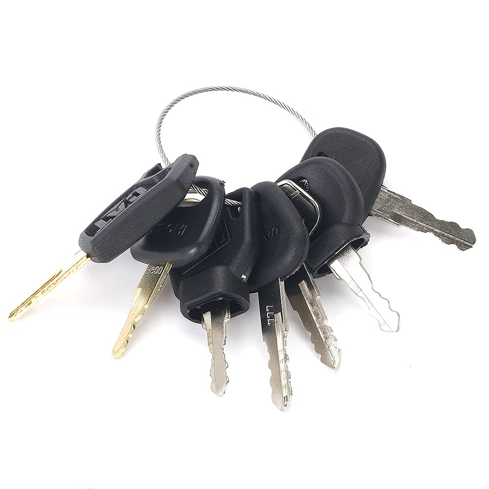 Gaohou Ersatz-Zündschlüssel-Set, kompatibel mit JCB, CAT, Komatsu, 14603, 14607, Pflanzenbagger, Muldenkipper, Traktor, Bulldozer, Walze, mit großem Schlüsselring, 7-teilig Angebot bei HelloDeals