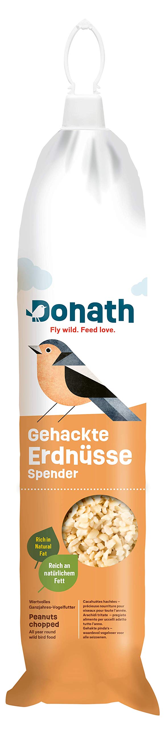 Donath Energie-Spender Erdnüsse - 500g - im praktischen Spender zum Aufhängen - reich an natürlichem Fett - wertvolles Ganzjahres Wildvogelfutter - aus unserer Manufaktur in Süddeutschland 500 g (1er Pack) Angebot bei HelloDeals