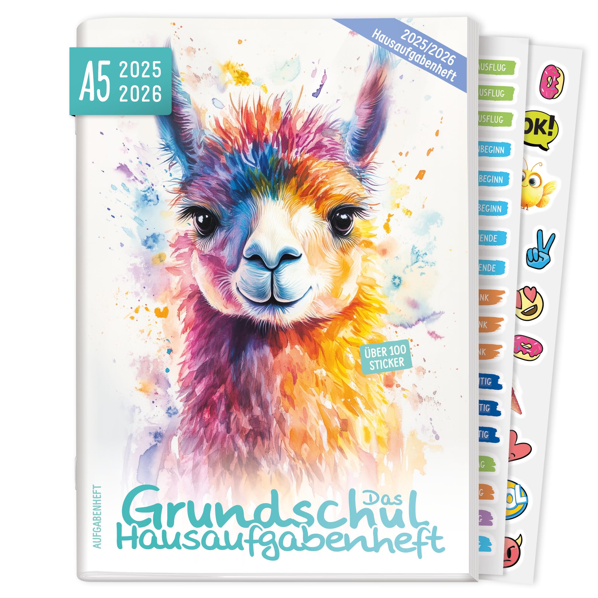 Häfft® Hausaufgabenheft Grundschule 2025/2026 A5 "Lama" Das Grundschul-Hausaufgabenheft inkl. Lerntipps, Sticker, Denkspiele - nachhaltig & klimafreundlich Angebot bei HelloDeals