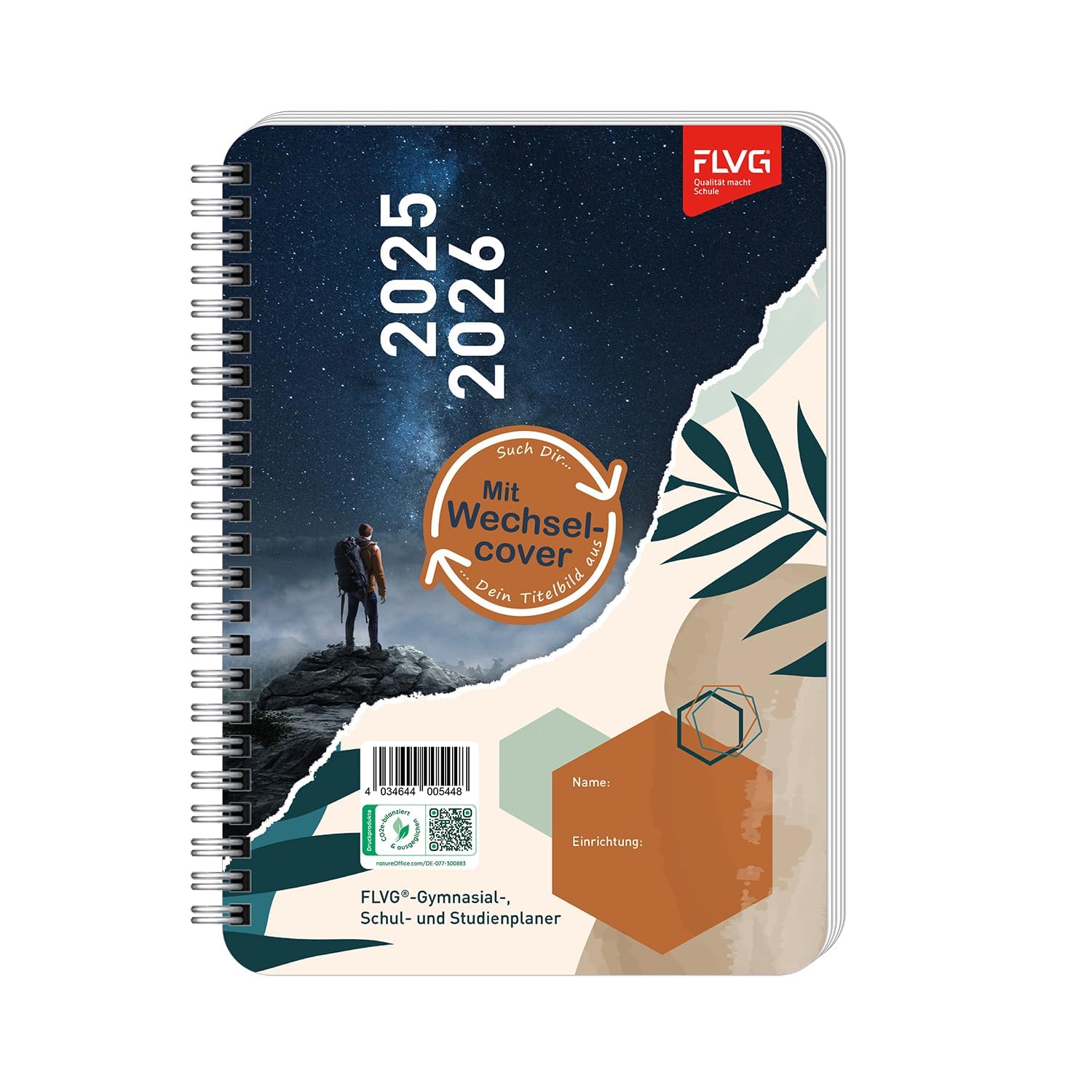 FLVG Schülerkalender 2025/2026, A5 Schulplaner, Hausaufgabenheft für Schule & Gymnasium mit Wechselcover Angebot bei HelloDeals