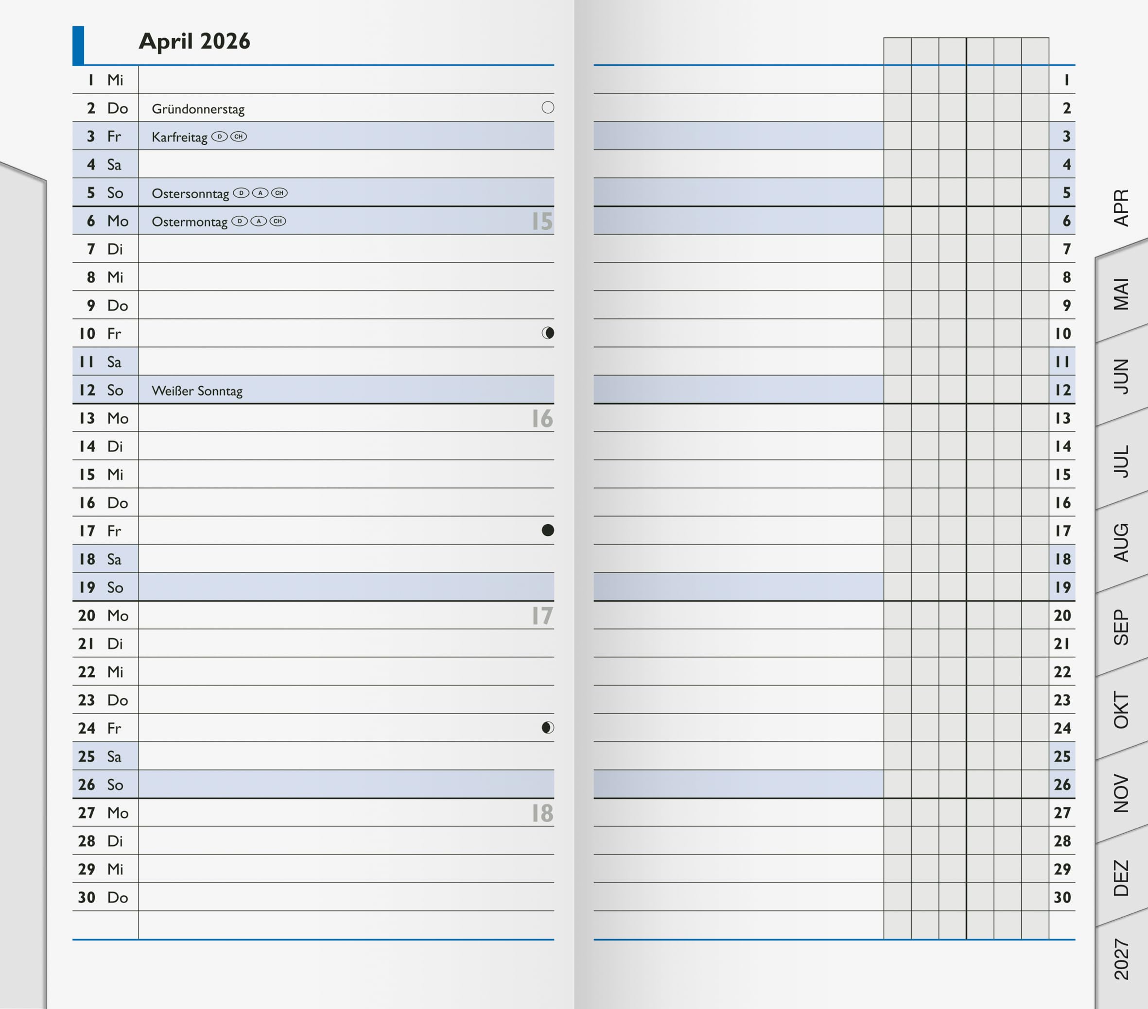 BRUNNEN Monats-Ersatzkalendarium Mod. 753 2026 | 87×153 mm, Karton, weiß Angebot bei HelloDeals