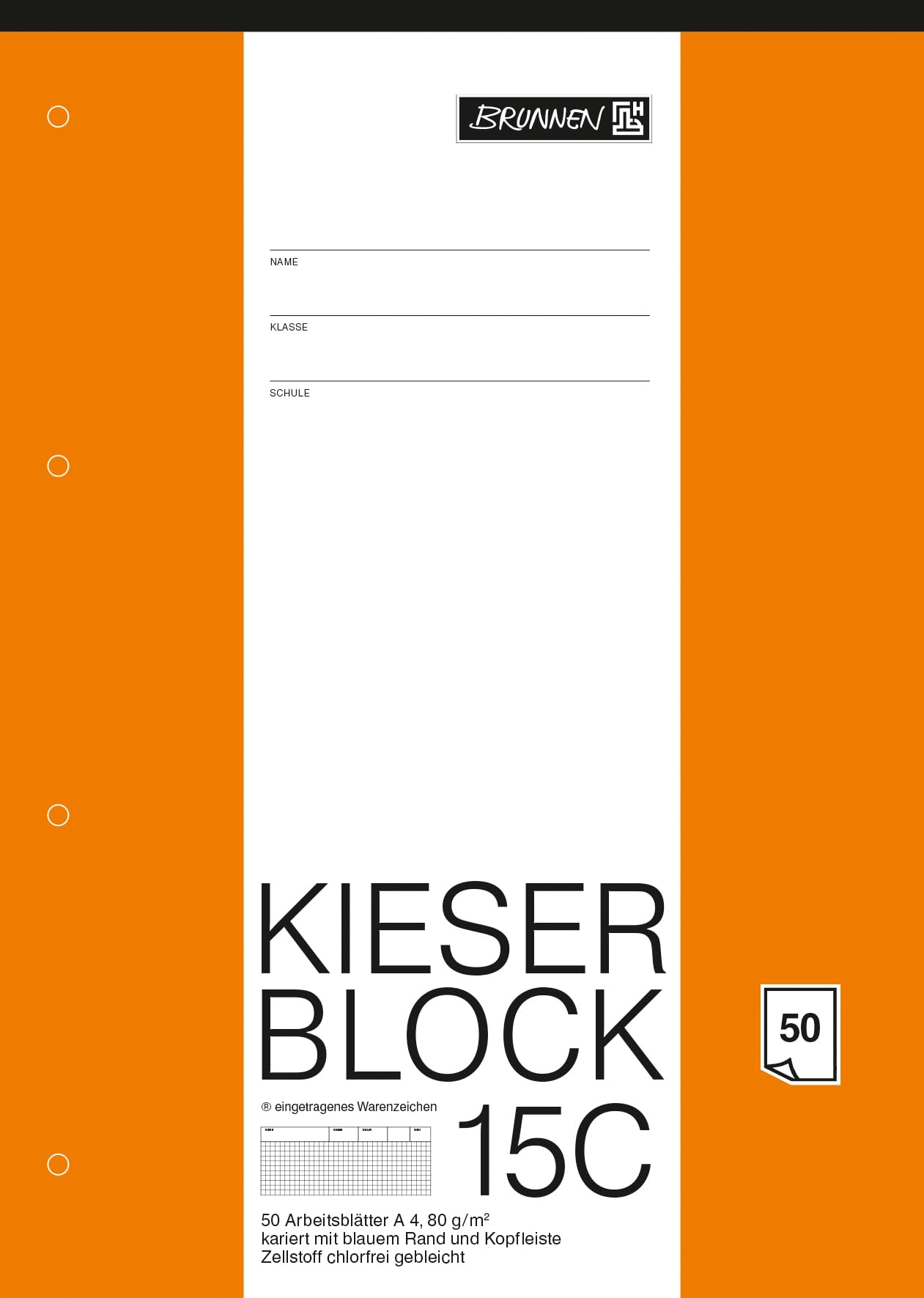 Arbeitsblock Kieser Lin 15 A4/50 chlorfrei 5 mm kariert 15C (kariert) Single Angebot bei HelloDeals