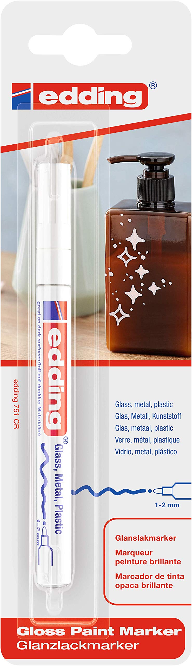 edding 751 Glanzlackmarker - weiß - Packung mit 1 Lackmarker - Rundspitze 1-2 mm - Lackstift für Glas, Stein, Holz, Kunststoff und Papier - wasserfest, stark deckend 1er-Blister - Weiß Angebot bei HelloDeals