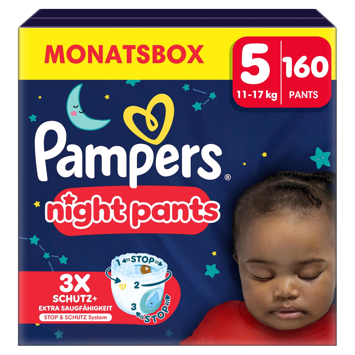 Pampers Night Pants Größe 5, 160 Windeln, 11-17kg, Pampers Night Pants Bieten Zusätzlichen Schutz Für Die Ganze Nacht Größe 5 (160 Stück) Angebot bei HelloDeals