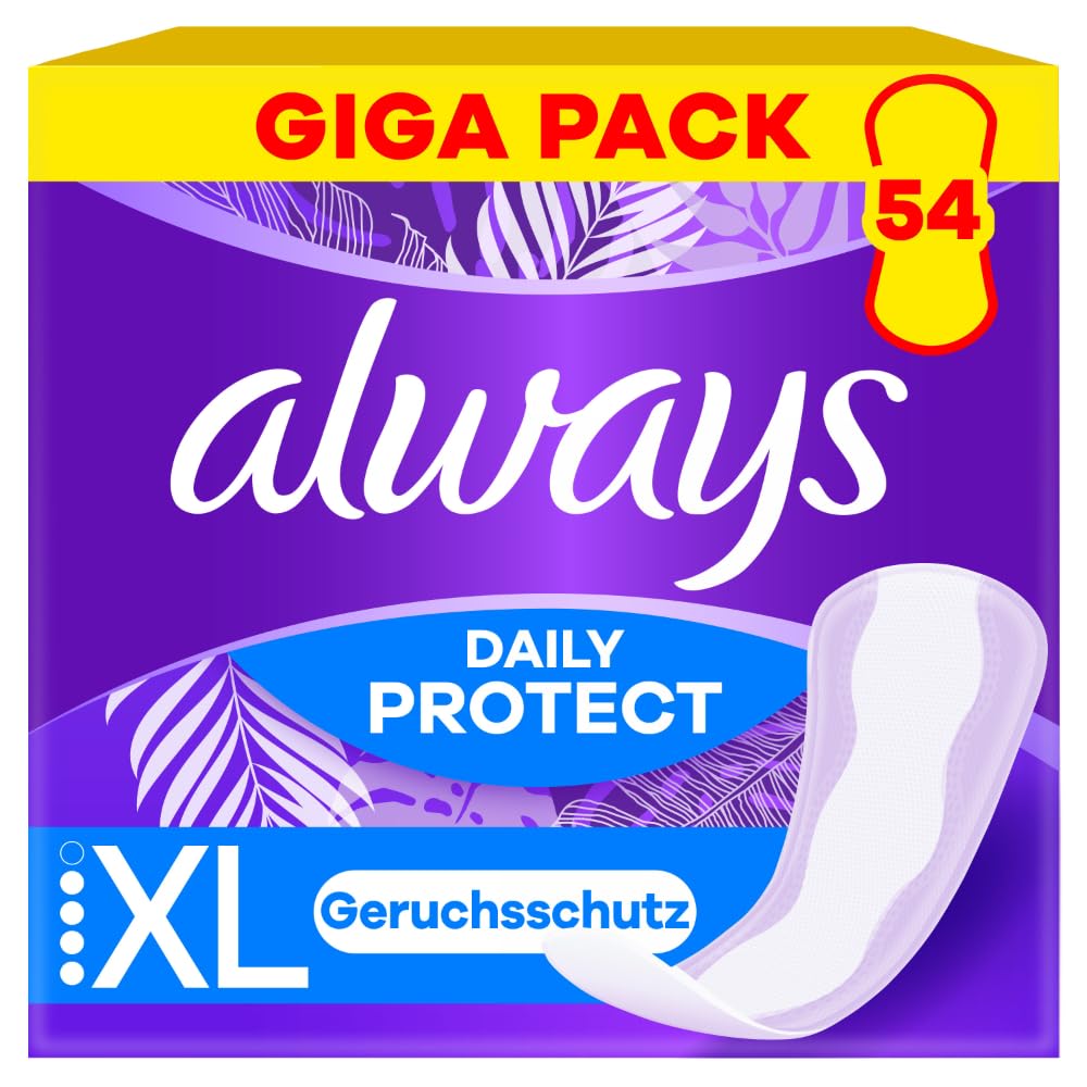 Always Daily Protect Slipeinlagen Damen Extra Long (54 Binden), Giga Pack, mit frischem Duft, passend für alle Slipformen, atmungsaktiv, flexibel Giga Pack 54 Stück Angebot bei HelloDeals