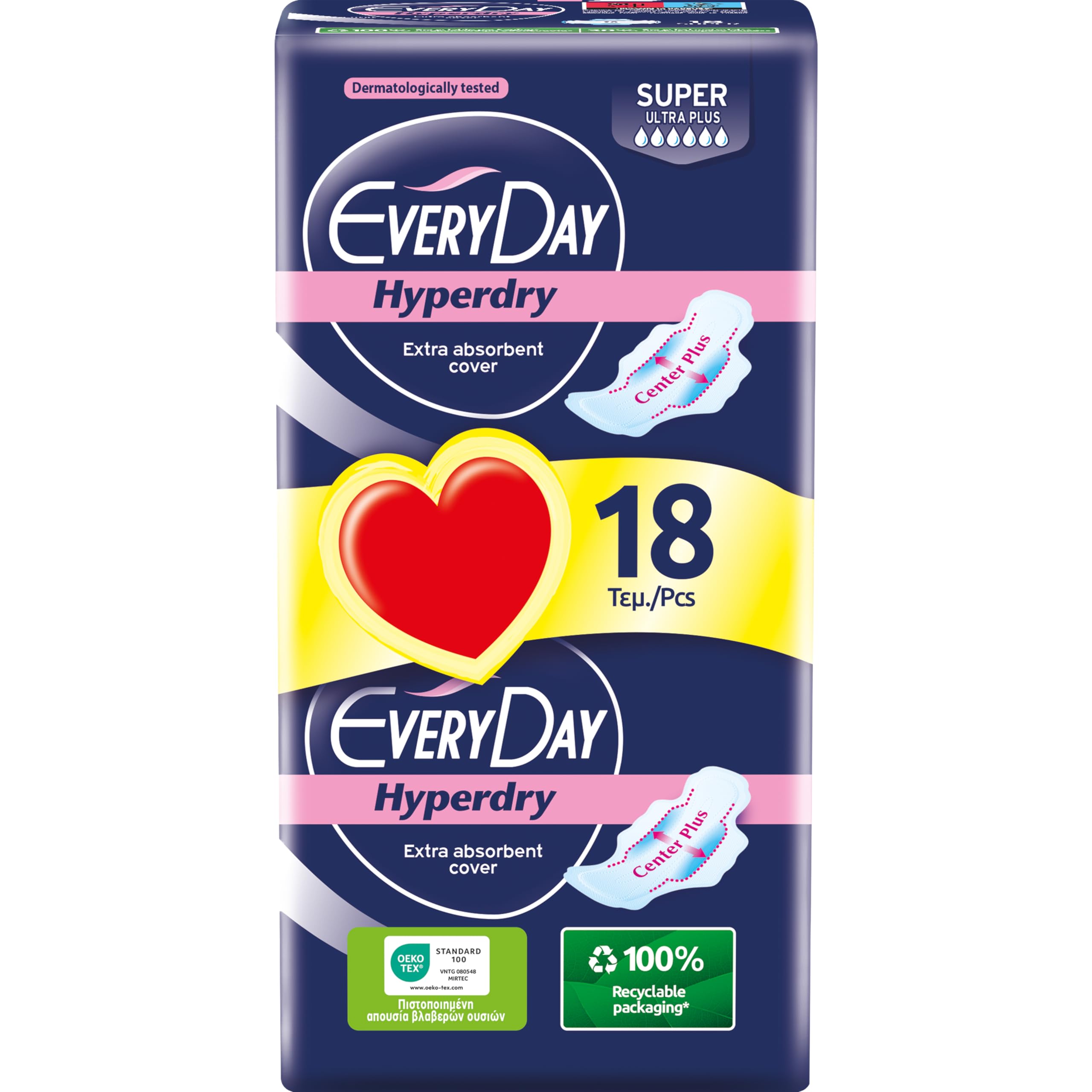EveryDay Hyperdry Super, Saugfähige Damenbinden mit Flügeln, Hyper Trocken und Ultra Saugfähig, 18 Stück Super (18 Stück) Angebot bei HelloDeals
