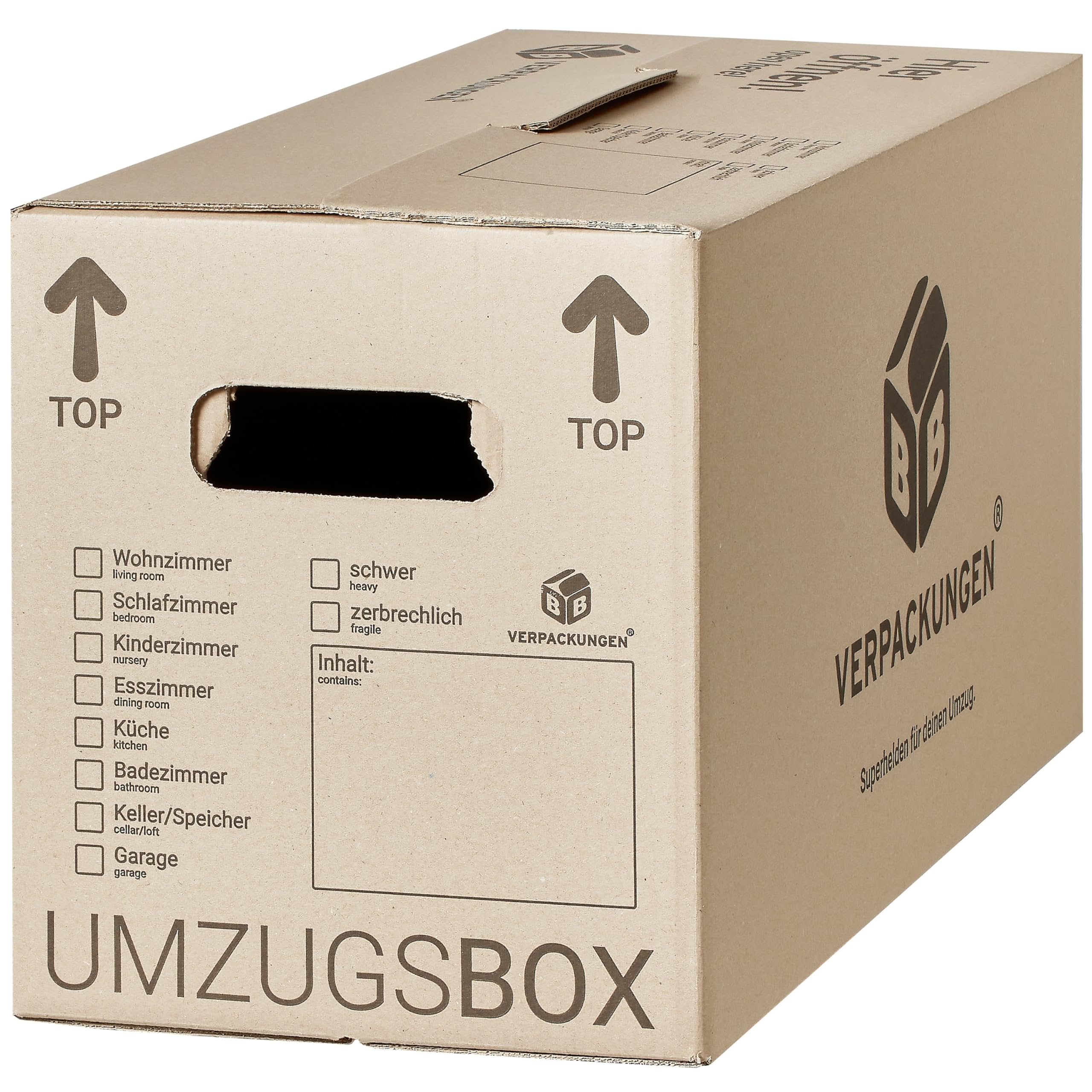 BB-Verpackungen 30x Umzugskartons UMZUGSBOX 632 x 288 x 330 mm 2-wellig (30 Stück) | 100% recycelte Pappe, doppelter Schmetterlingsboden und 3-fache Griffverstärkung Angebot bei HelloDeals