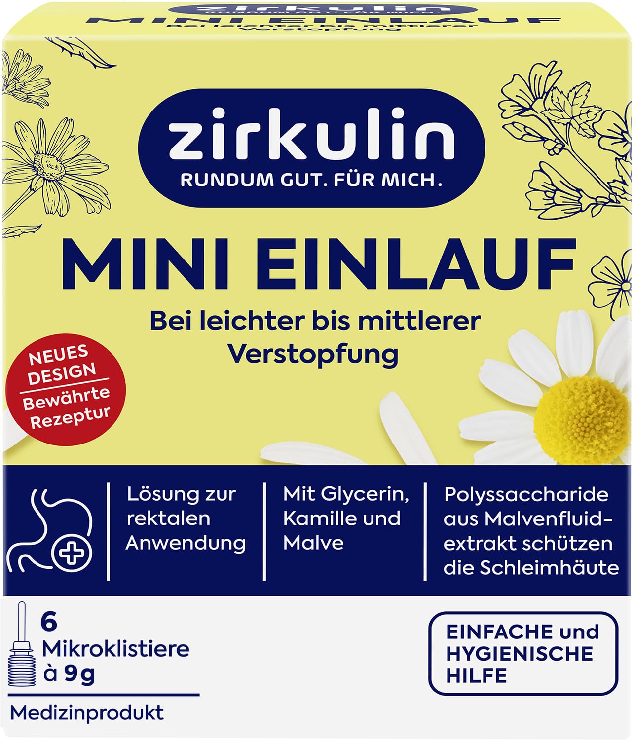 Zirkulin Mini-Einlauf, Einlauf bei leichter bis mäßiger Verstopfung, mit Glycerin, Kamille und Malve, stimuliert die Darmentleerung, 1 x 6 Mikroklistiere à 9g 6 Stück (1er Pack) Angebot bei HelloDeals