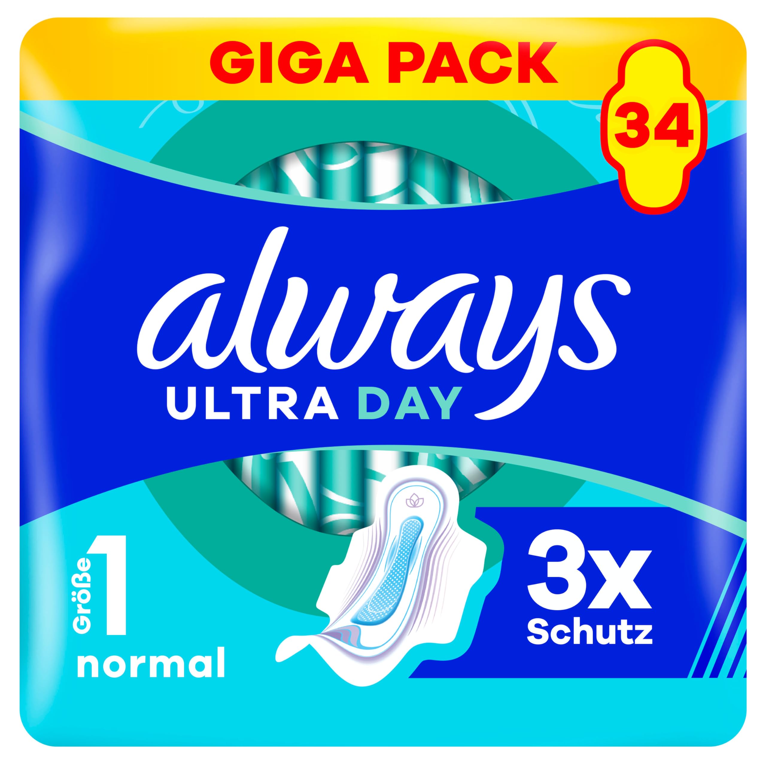 Always Ultra Day Damenbinden Normal (Größe 1) Mit Flügeln 34 Stück, Super Saugfähig Und Ultra Dünn, Für Die Periode Angebot bei HelloDeals