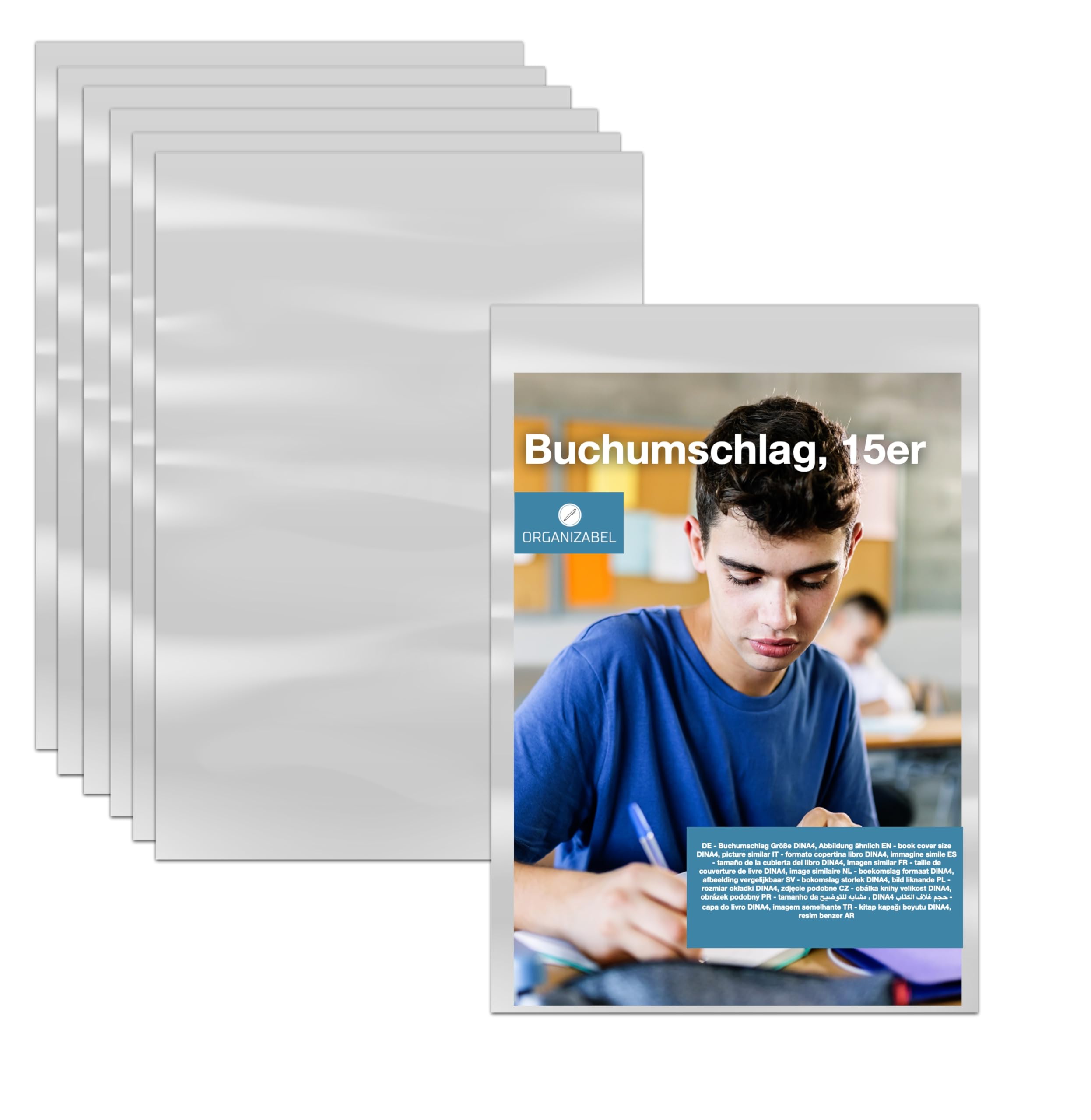 15x Buchumschlag DIN A4 transparent - Buchhülle & Umschlag durchsichtig & klar- für Bücher, Hefte, Buchschoner & Hefthülle Angebot bei HelloDeals