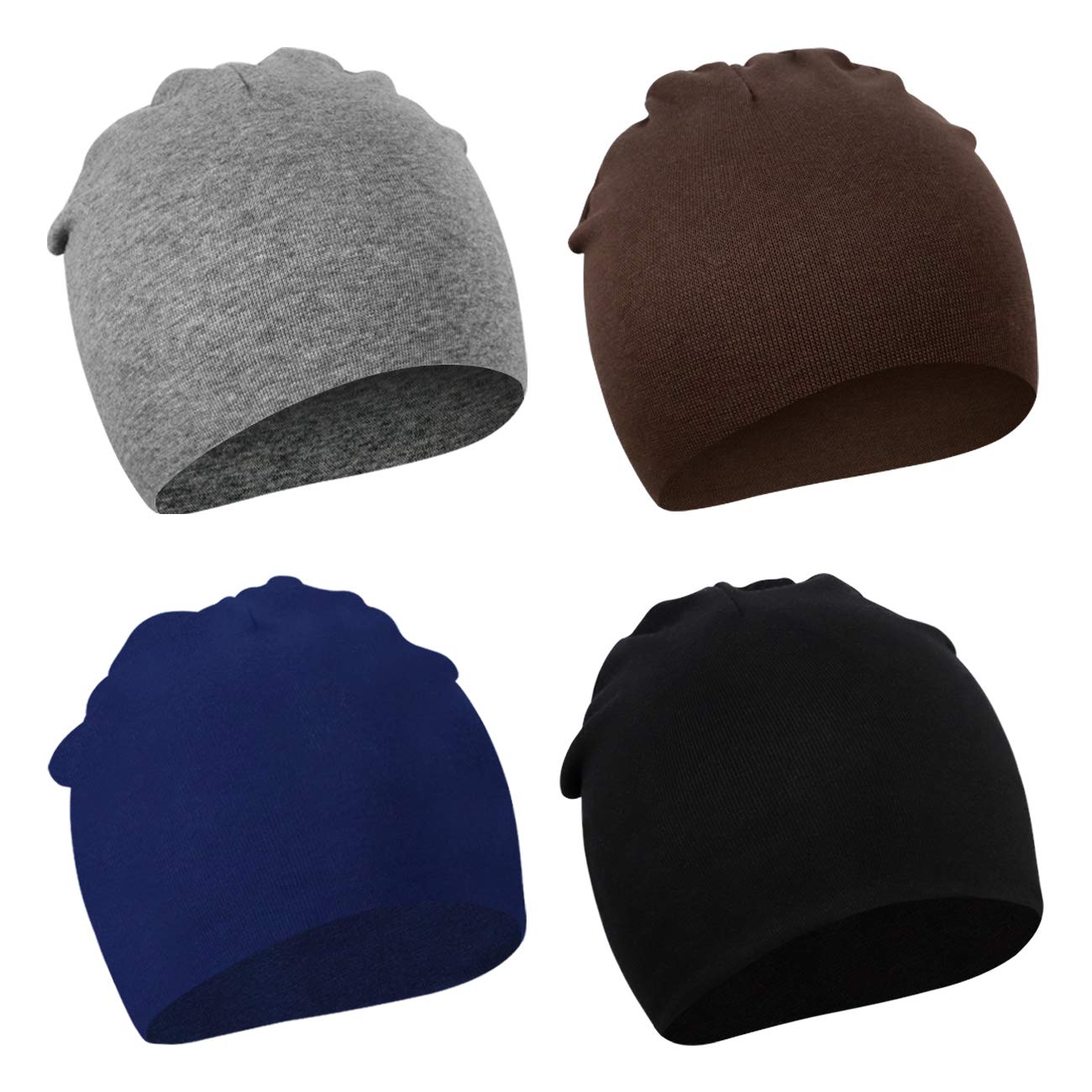 DRESHOW 4 Stücke Unisex Mütze Hut Junge Mütze Frühling Mützchen Kleinkind Wendemütze Jersey Slouch Beanie Bekleidung Unisex Infant Hut Kindergarten Mütze 4 Pack: Black, Grey, Navy, Khaki 2-6 Jahre Angebot bei HelloDeals