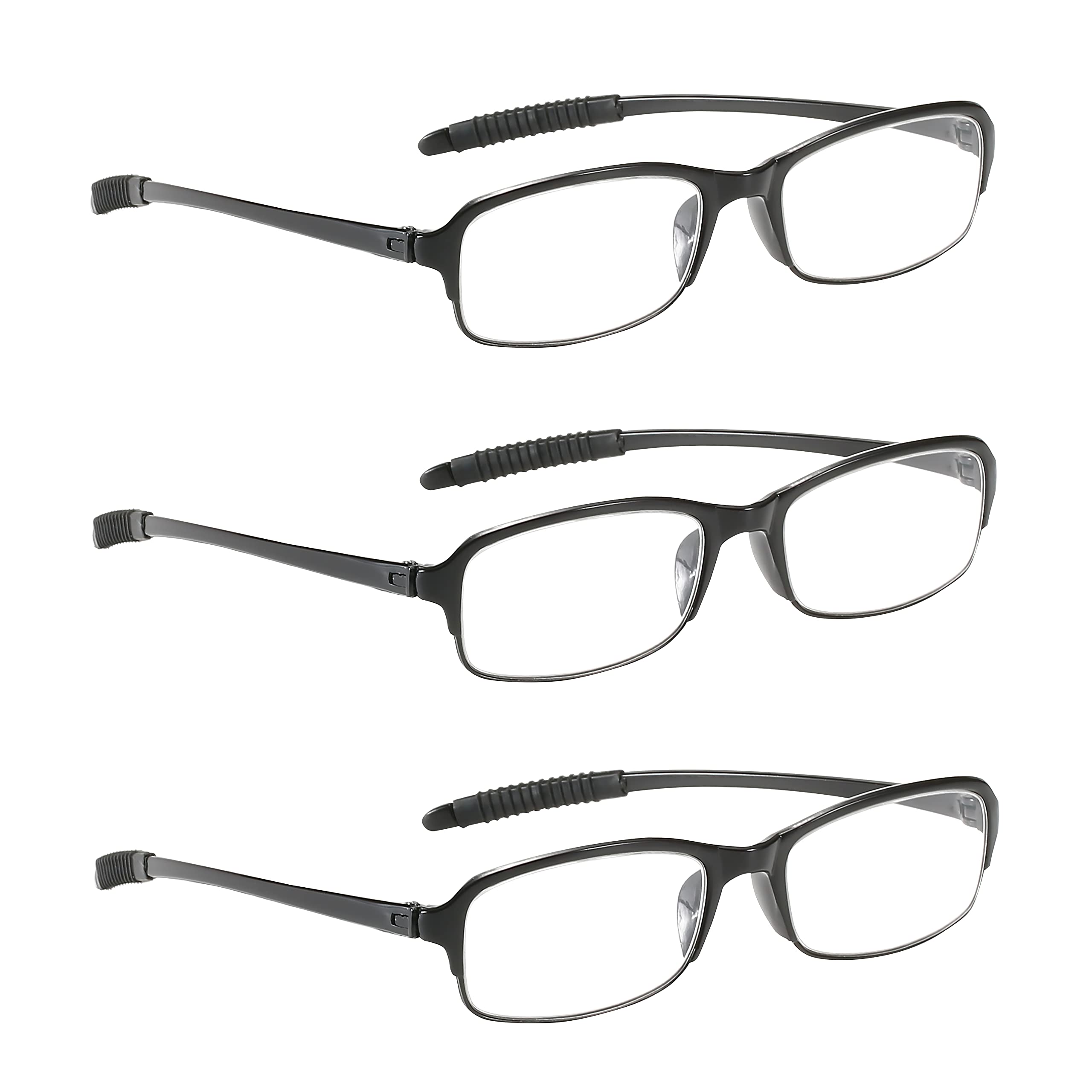 NRDIK PROFLEX Lightweight (3er-Pack) Flexibel Lesebrille – schlagfest, kratzfest, biegbar, rutschfest, Unisex (Männer + Frauen) +1,0, 1,5, 2,0, 2,5, 3,0, 3,5, 4,0 - (oval, gemischte Farbe) Schwarz 2.0 Dioptrien Angebot bei HelloDeals