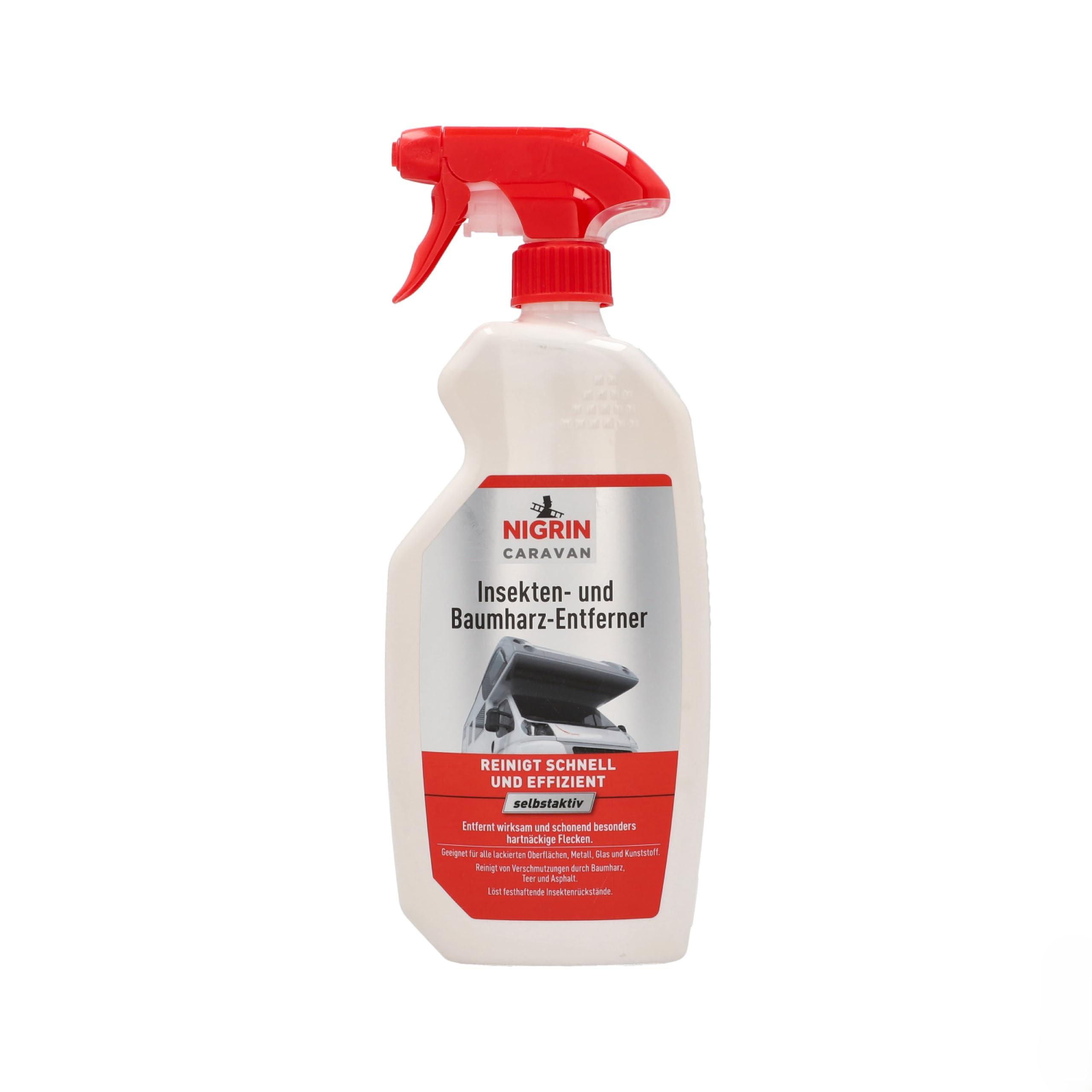 NIGRIN CARAVAN Insekten- und Baumharzentferner, reinigt schnell und effizient, für alle lackierten Oberflächen, Metall, Glas und Kunststoff geeignet, löst festhaftende Insektenrückstände, 0,75l Angebot bei HelloDeals