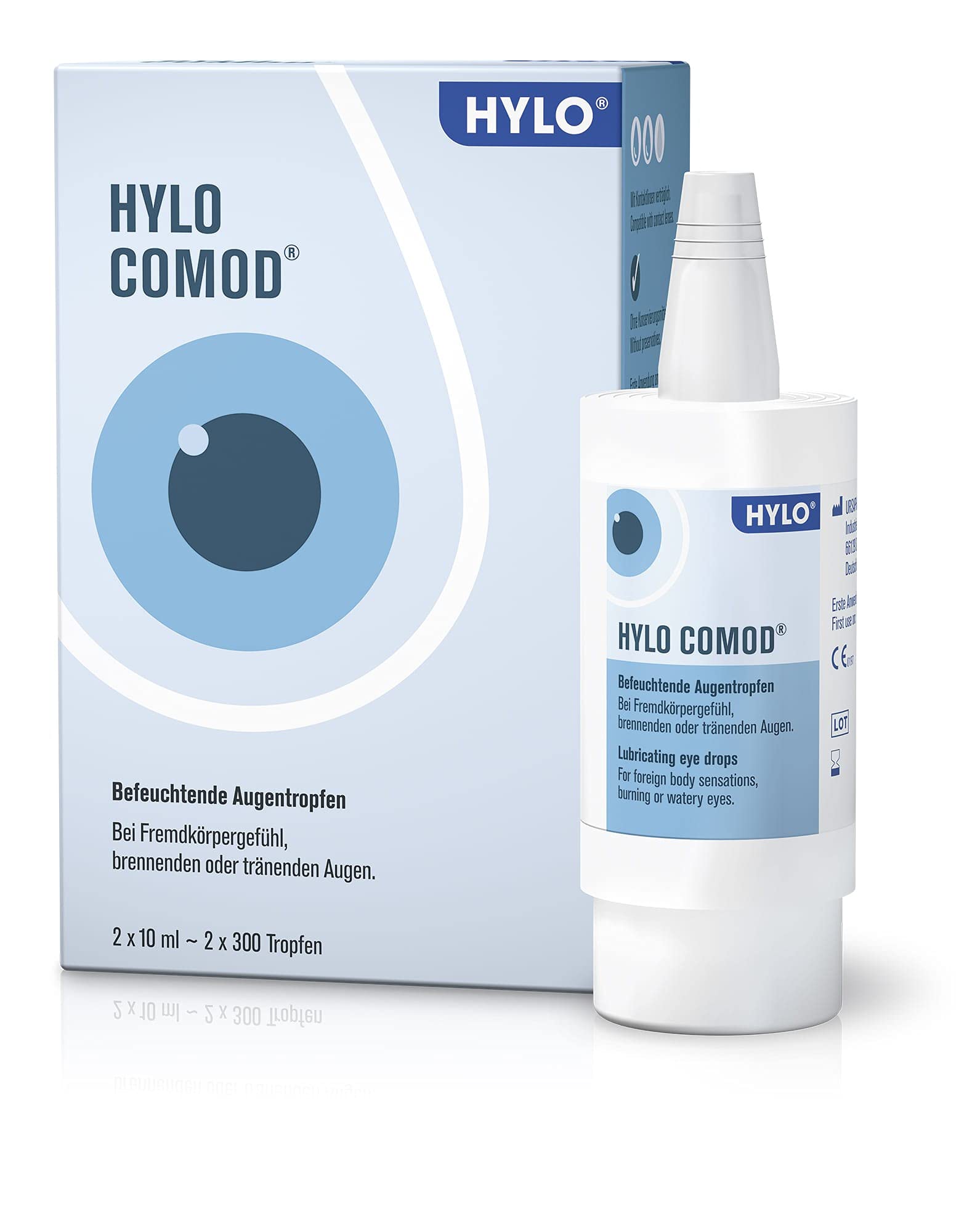 HYLO COMOD Augentropfen bei trockenen Augen mit Hyaluronsäure, Doppelpackung 2x10 ml 10 ml (2er Pack) Angebot bei HelloDeals