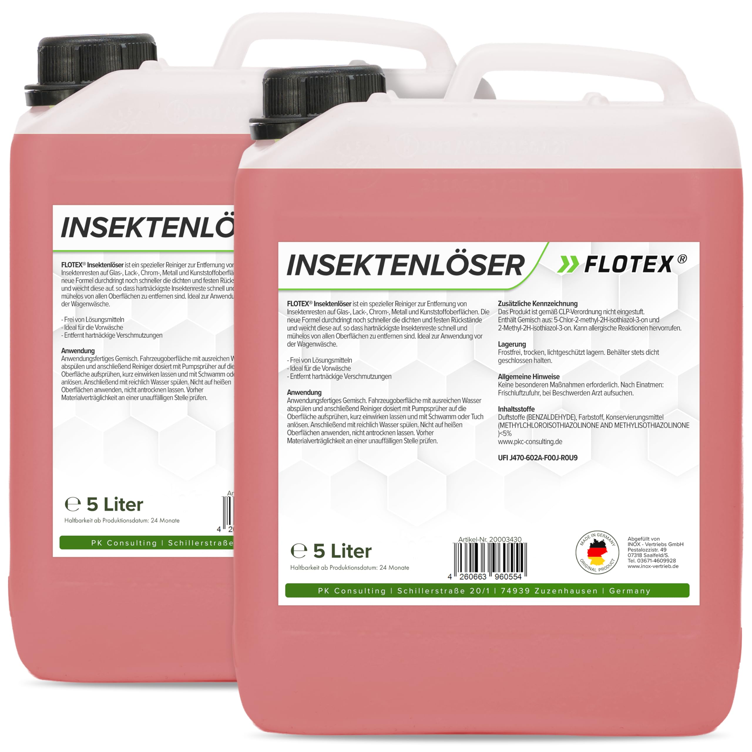 Flotex® Profi Insektenentferner Auto - 2x5L I Insektenlöser für Auto & Motorrad - Ideal für Glas, Kunststoff, Lack & Chrom I Lackschonender KFZ Insektenentferner- Für optimale Vorwäsche 5.00 l (2er Pack) Angebot bei HelloDeals