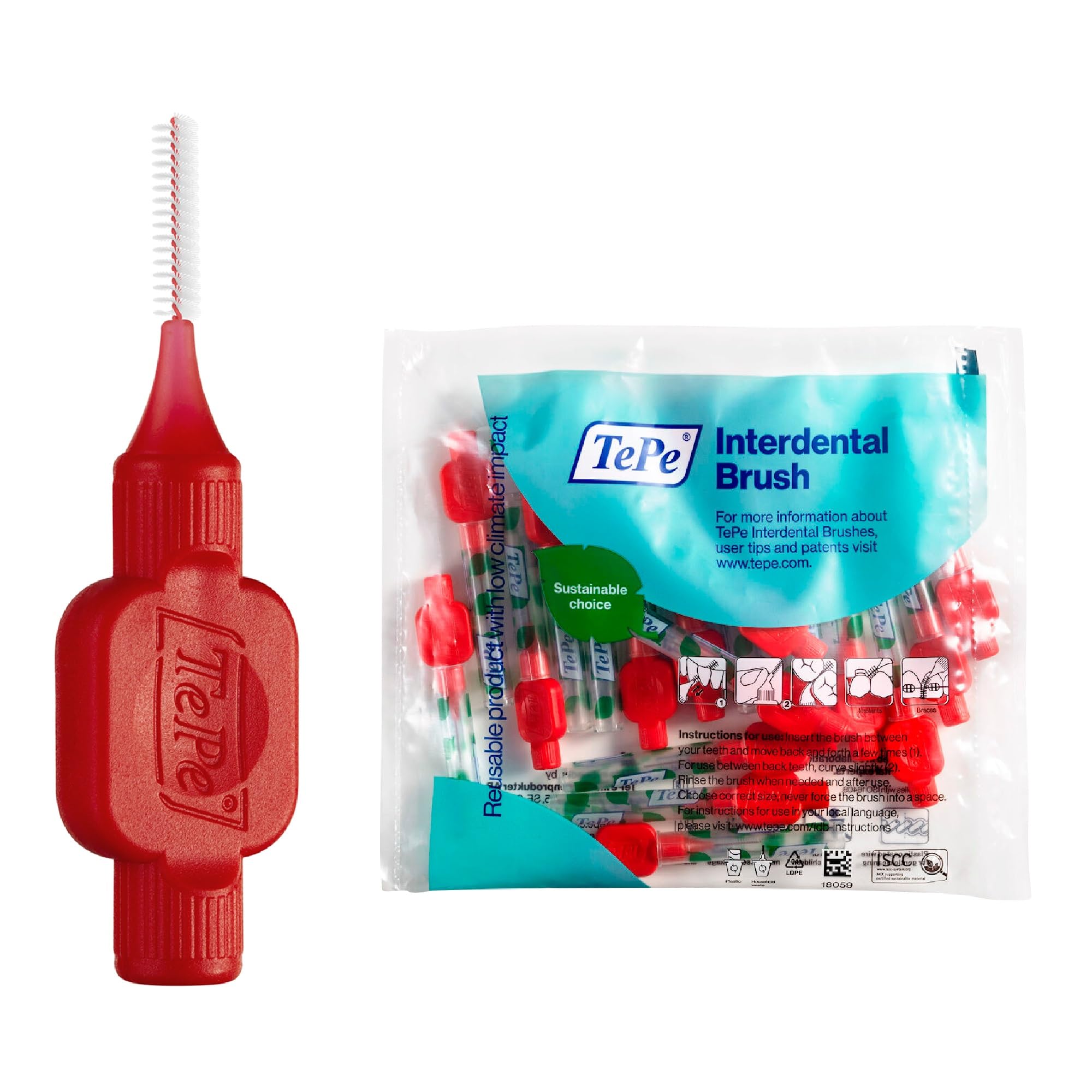 TePe Interdentalbürste, Original, Rot, 0,5 mm/ISO 2, 20 Stk., Plaque-Entfernung, effiziente Reinigung der Zahnzwischenräume, für kleine Lücken 20 stück (1er Pack) Red Angebot bei HelloDeals