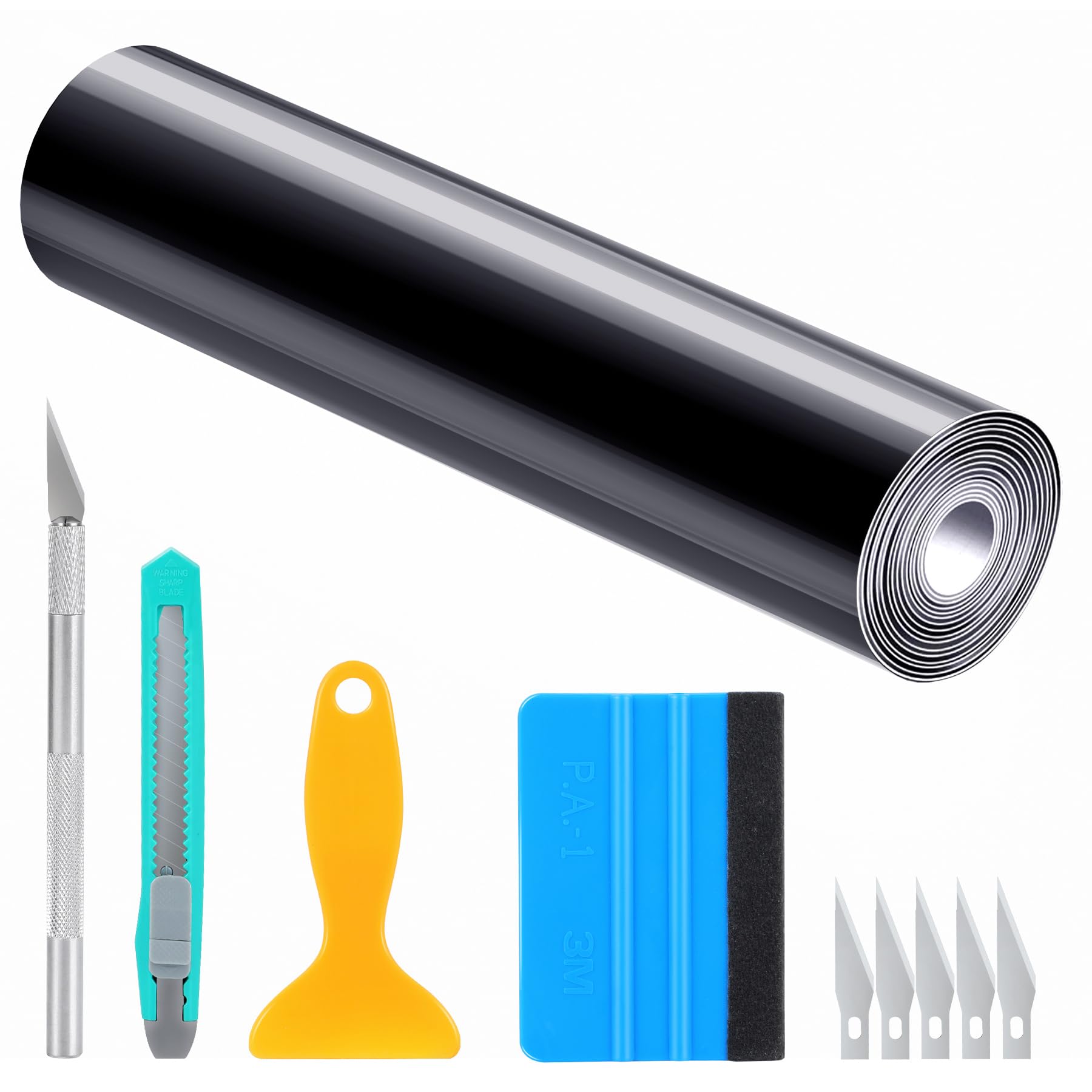 YAOBLUESEA Folie für Auto, Glanz Flexibel Wasserdichter Auto Vinyl Wrapping Folie Lackschutzfolie DIY Blasenfrei Schutzfolie Dekorative mit Installations Zubehör 300x30cm Schwarz für Fahrrad Motorrad 300x30cm Glanz Schwarz Angebot bei HelloDeals