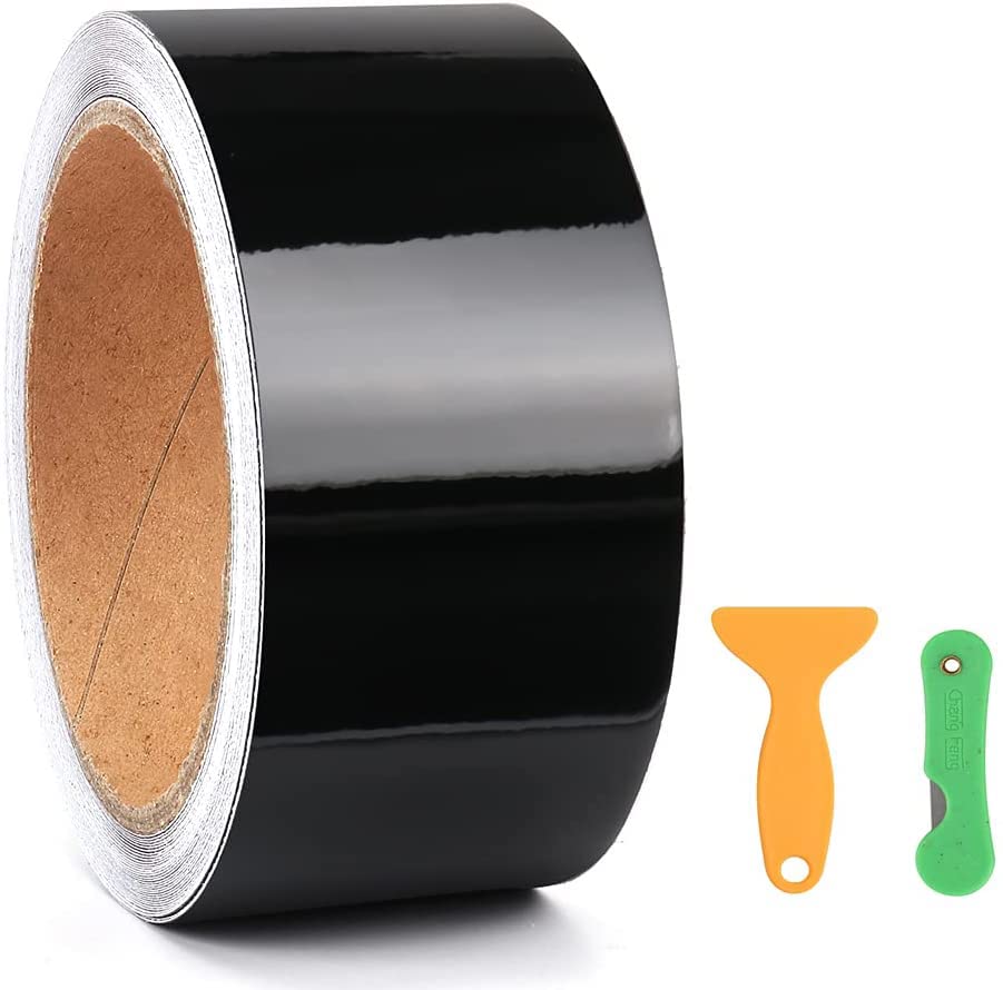 Kaliwa Auto Folie 5cm*900cm, selbstklebend Autofolie aus Vinyl, Lackschutzfolie Schutzfolie für Auto/Fahrrad/Motorrad - 5 x 900 cm¡­ (Glänzend Schwarz 5 * 900) Glänzend Schwarz 5cm*9M Angebot bei HelloDeals