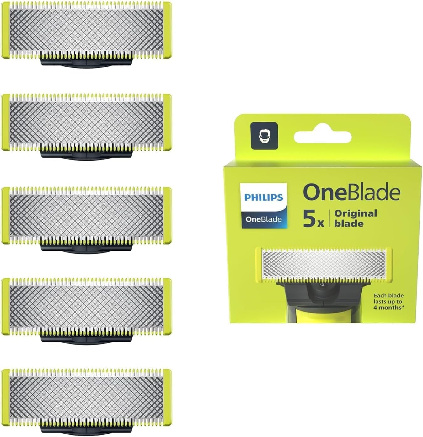 Philips OneBlade Original Klingen, passend für alle OneBlade und OneBlade Pro Modelle, original von Philips, 5er-Pack (Modell QP250/50) Angebot bei HelloDeals