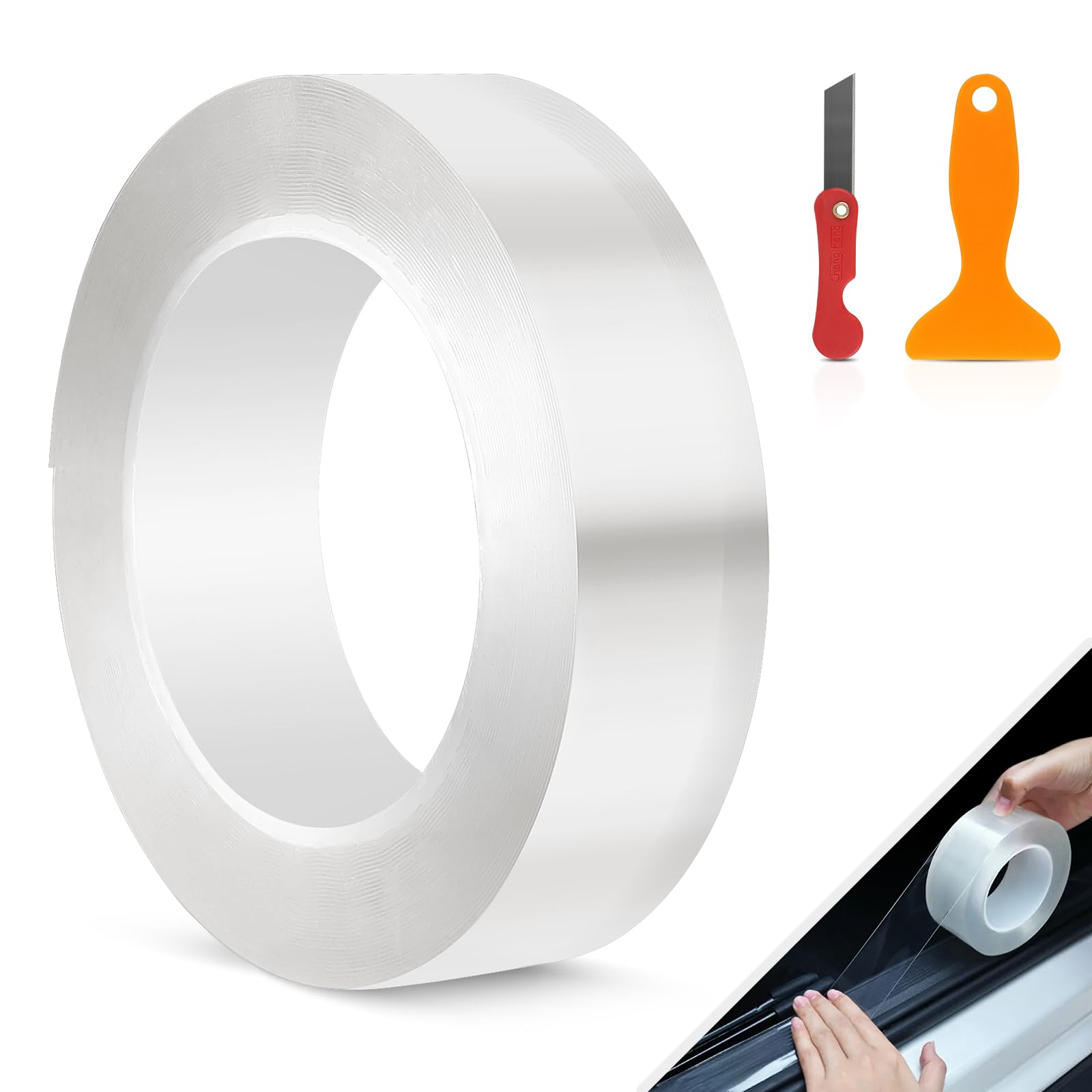 EFUTURETIME Kantenschutz Transparent Auto, 3cmX10m, Lackschutzfolie Selbstklebend, Einstiegsleisten Schutz, Eckenschutz Transparent für Auto, Fahrrad, Motorrad, Möbel 3cm X 10M Angebot bei HelloDeals