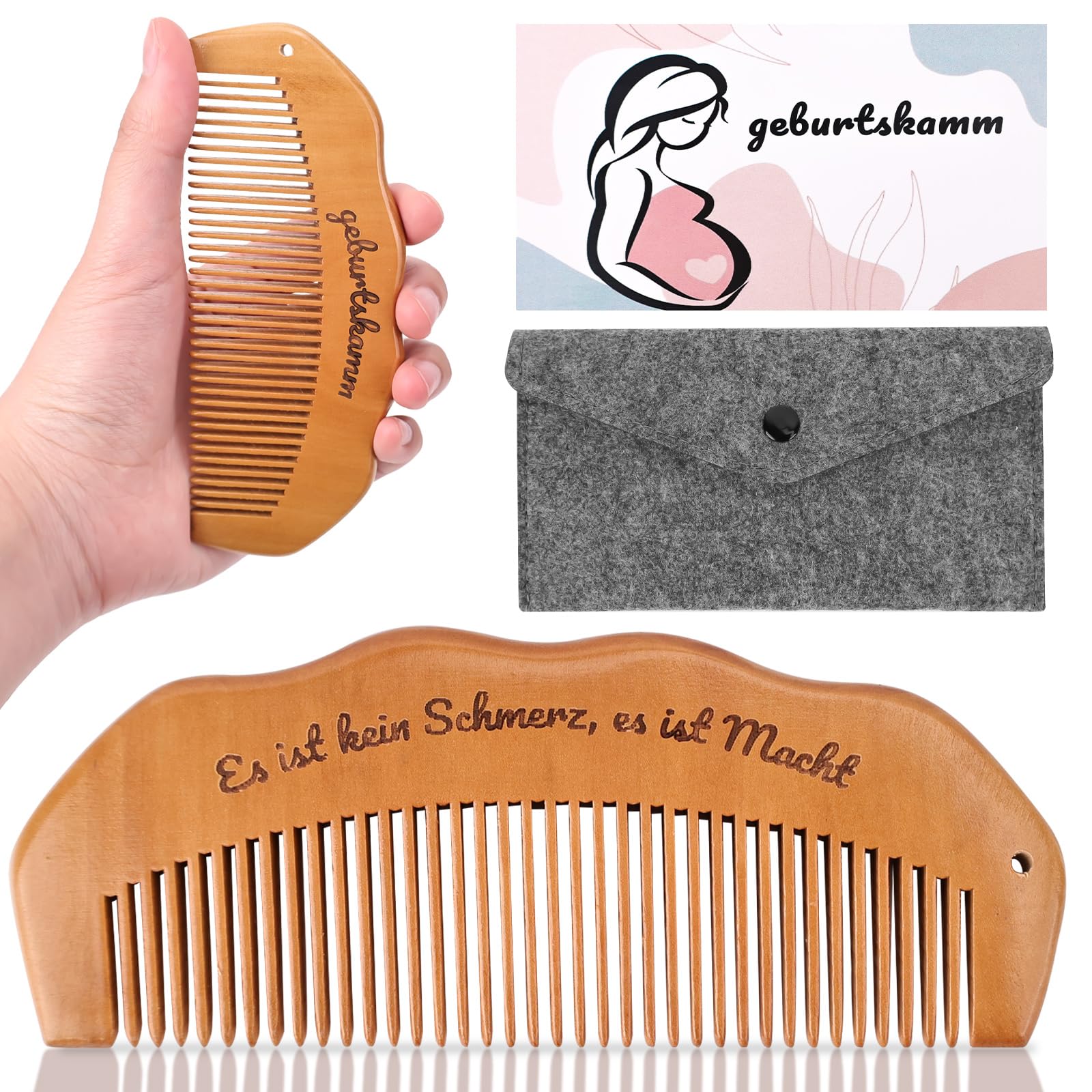 GADITIEK Geburtskamm Wehenkamm, Holzkamm, Kamm Holz, Geschenke für Schwangere Frauen, für Angstlinderung, Natürliche Schmerzlinderung, Stresslinderung für Schwangere Frauen, Birth Comb Angebot bei HelloDeals