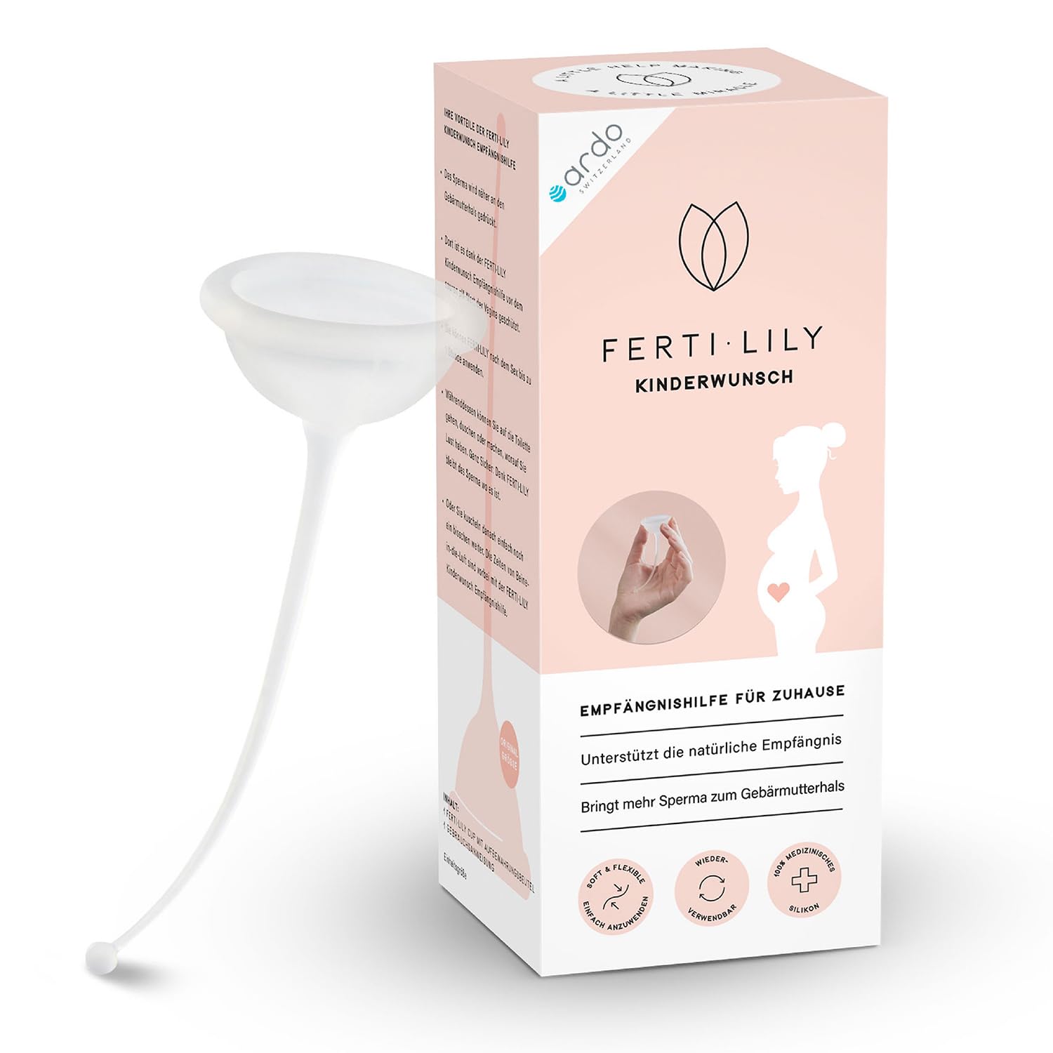 Ardo FERTI-LILY Kinderwunsch Empfängnishilfe, Schwangerschafts Hilfsmittel - natürlich sanft hormonfrei - Anwendung für zuhause, 100% medizinisches Silikon, Babyplanung & Schwanger werden 1 Stück Angebot bei HelloDeals