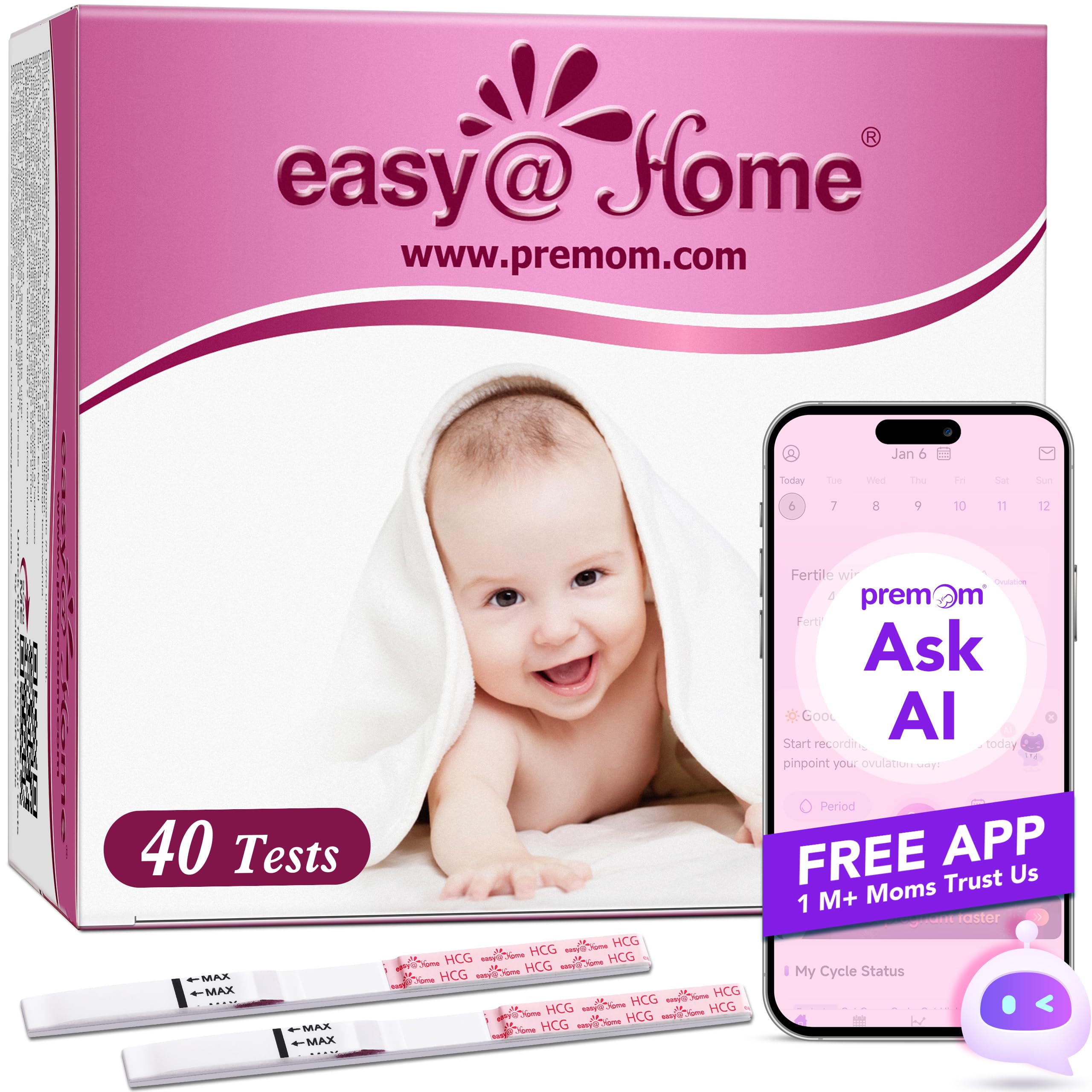 Easy@Home 40 x Schwangerschaftstest Frühtest 10 mIU/ml - Empfindliches Pregnancy Test - Frühschwangerschaftstest Streifen mit Höchster Genauigkeit | Zuverlässiger Ultra Frühtest Schwangerschaft 1 stück (40er Pack) Angebot bei HelloDeals