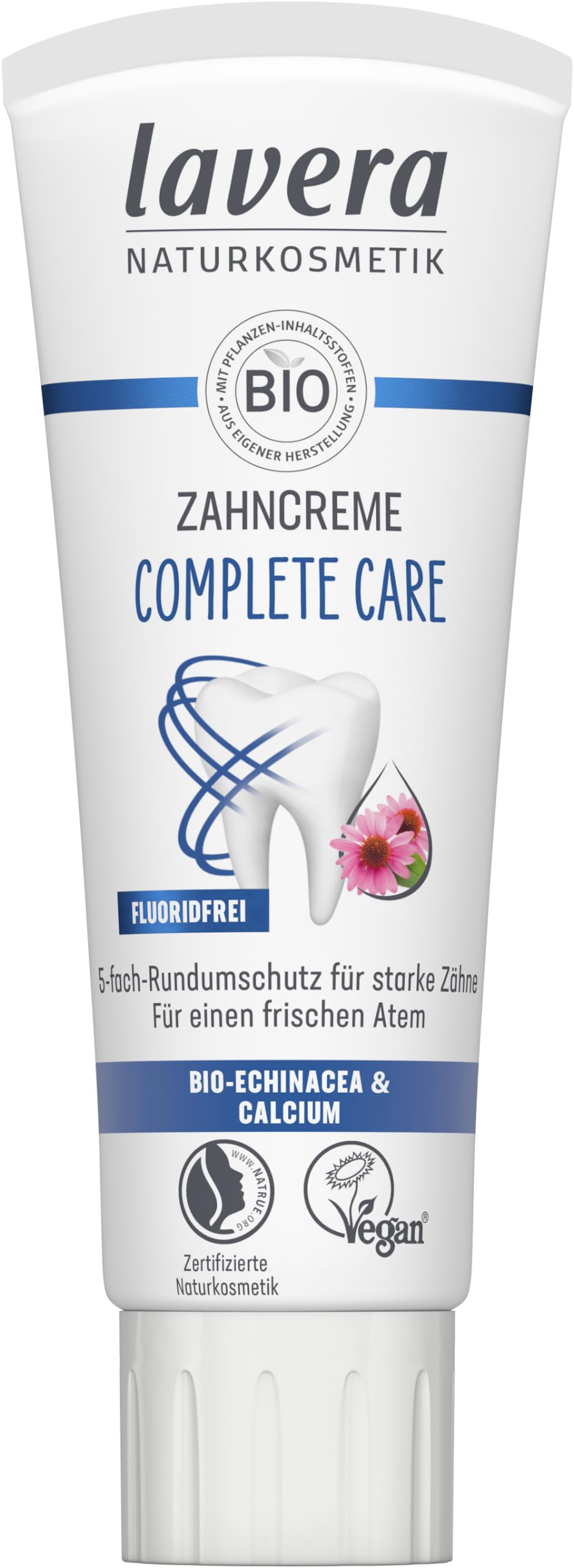lavera Zahncreme Complete Care Fluoridfrei - 5-facher Schutz - Bio-Pflanzenwirkstoffe - Bio Echinacea & Calcium - Vegan - Naturkosmetik - 75 ml 75 ml (1er Pack) Nachfolger Angebot bei HelloDeals