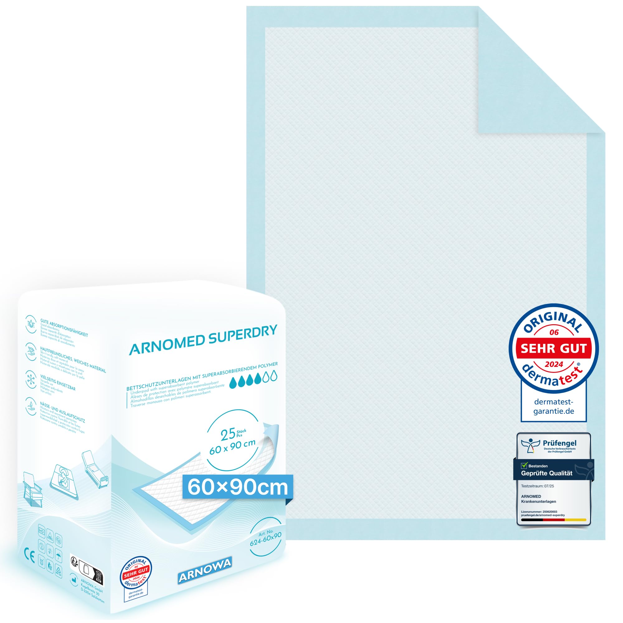 100x ARNOMED Inkontinenzunterlage Einweg , saugfähige Krankenunterlagen 60x90cm, Baby Wickelunterlage Einweg, 5-lagige Zellstoff Unterlagen Bett bei Inkontinenz, Betteinlagen Einweg, Wickelunterlage 60x90 100 Angebot bei HelloDeals