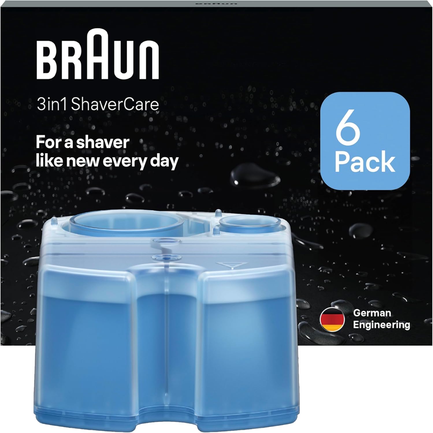 Braun 3-in-1 ShaverCare Reinigungskartuschen für Reinigungsstationen – ORIGINAL Kartuschen – Reinigt Rasierer 10x besser als Wasser, Scherkopfreiniger, Entfernt Haare und Hautpartikel – 6er Pack Angebot bei HelloDeals