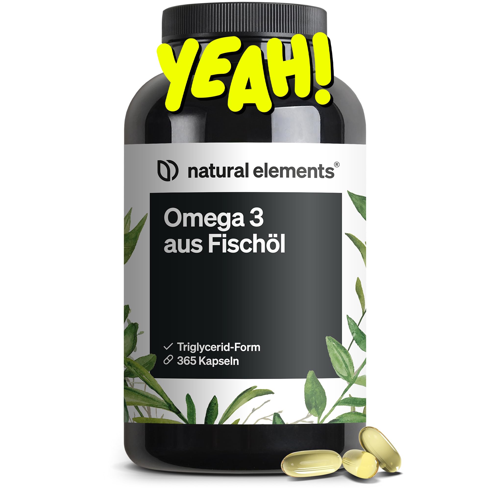 natural elements Omega 3 – 365 Kapseln – 2000mg Fischöl pro Tagesdosis – mit EPA und DHA in Triglycerid-Form – Laborgeprüft, aufwendig aufgereinigt und aus nachhaltigem Fischfang Angebot bei HelloDeals