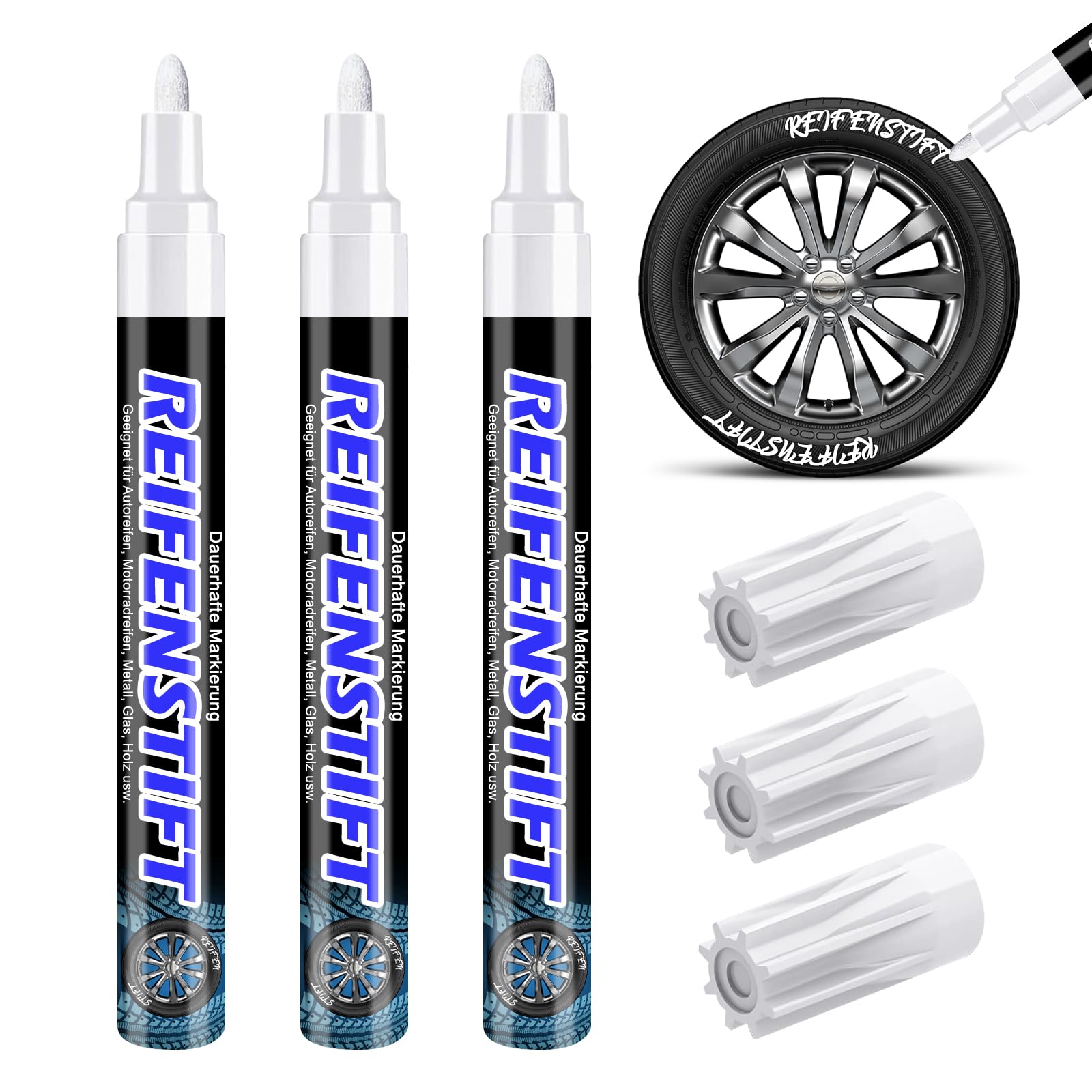 Hsypti 3 Stück Reifenstift Weiß Auto Reifen Stift Hohe Kapazität Reifenstift Wasserfest Auto Reifenmarker Reifen Lackstifte für Auto Motorrad Reifen Angebot bei HelloDeals