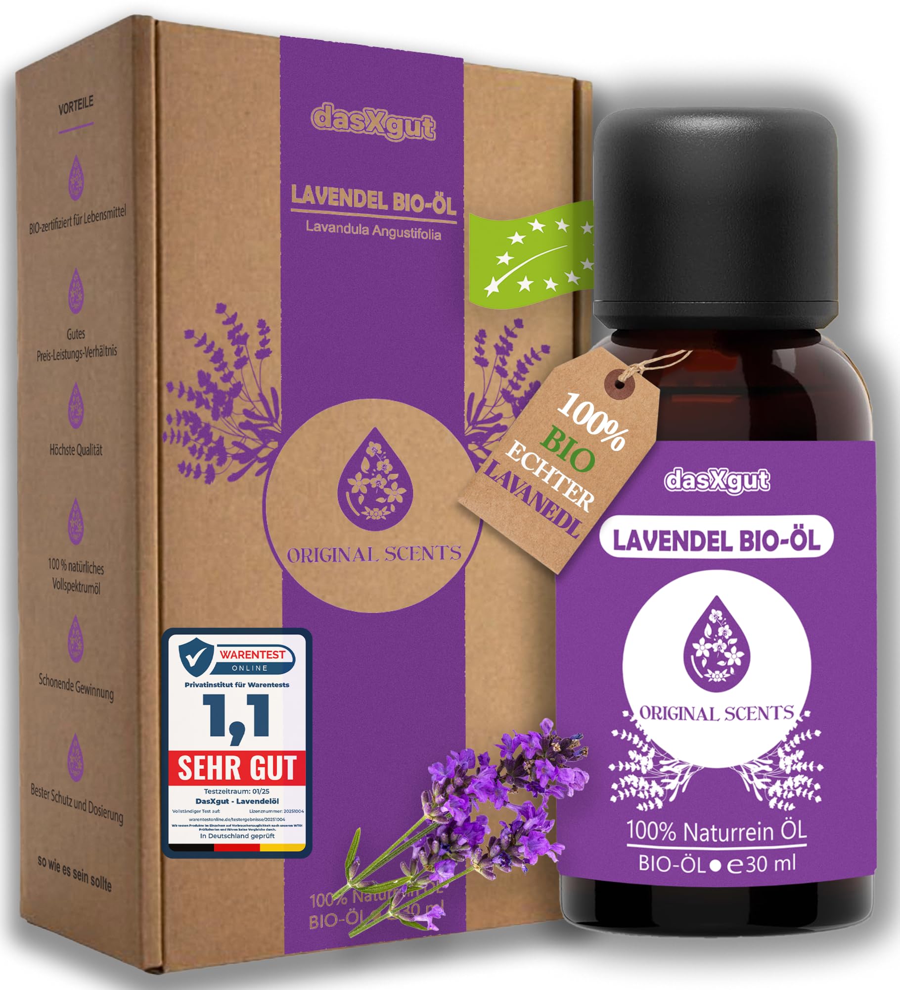 DasXgut – Lavendelöl 30 ml – [100% Naturrein] Bio öl Zertifiziertes Lebensmittel – Ätherische Öle – für Diffusor – Aromatherapie – Lavandula Angustifolia Der Echte Lavendel E5004111-RO-ECO-026 Angebot bei HelloDeals