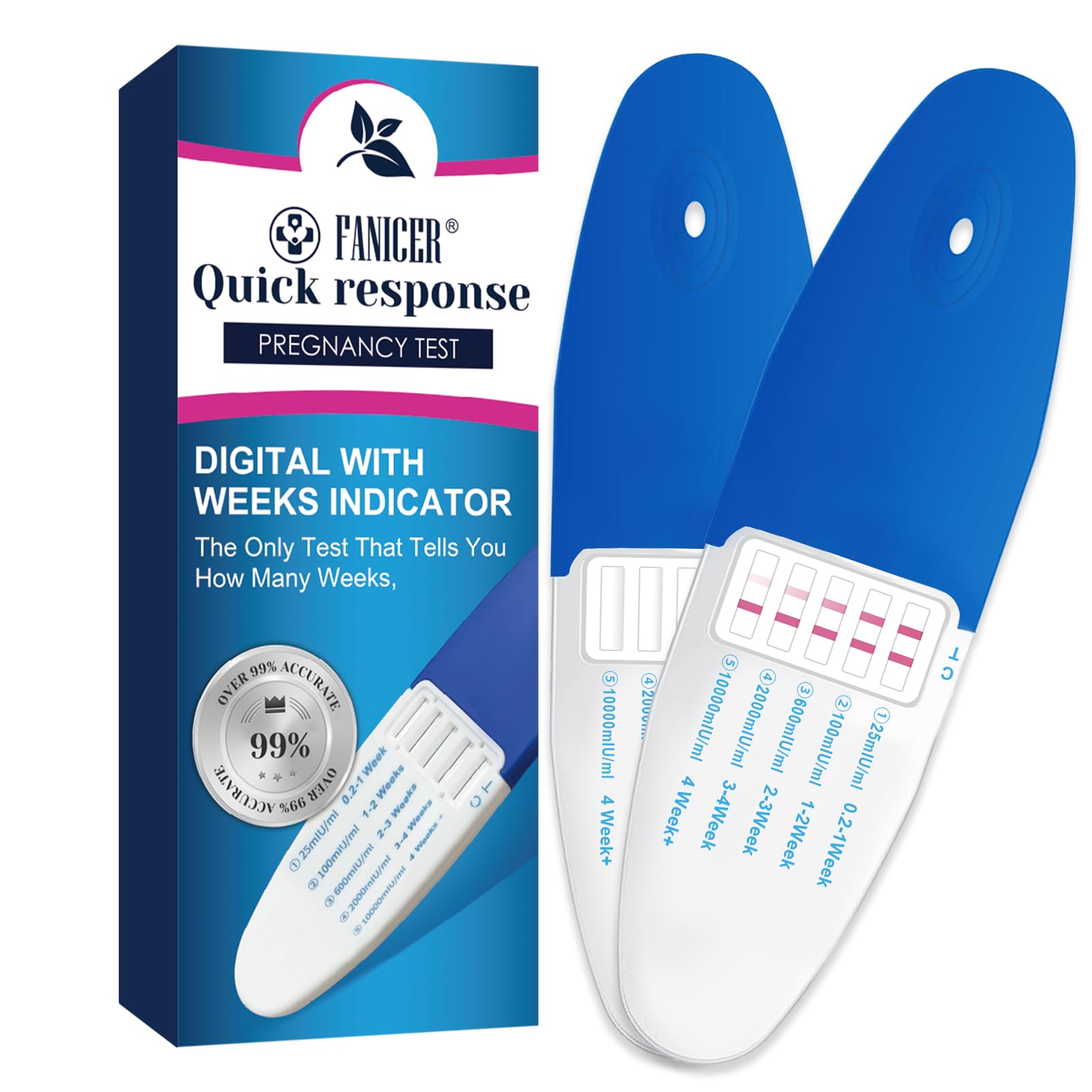 2 Stücke Pregnancy Test, Schwangerschaftstest Frühe Erkennung mit Wochenbestimmung, Schwangerschaftstest Schnelle Erkennung, Schwangerschaft bestimmen Blau Angebot bei HelloDeals