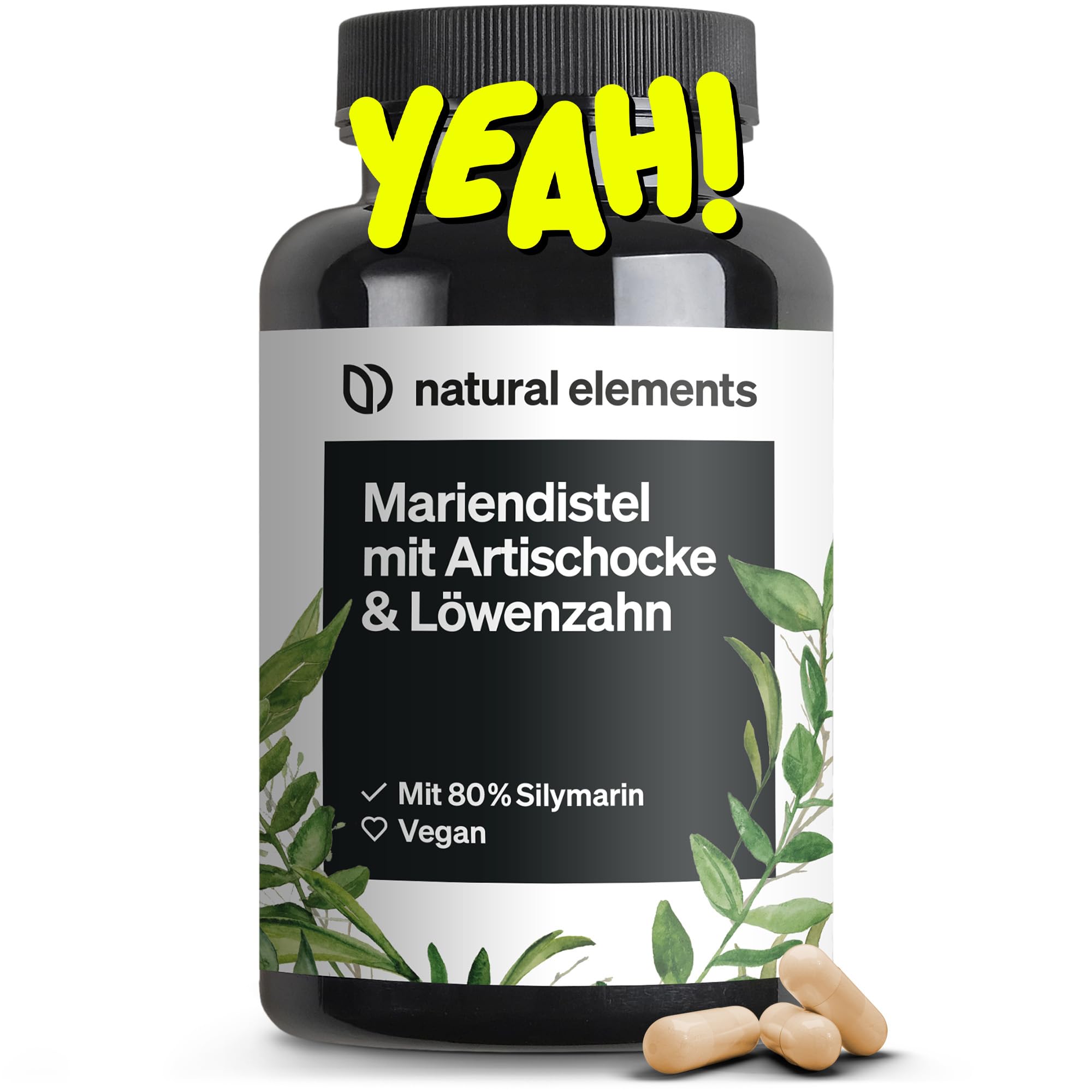 natural elements Mariendistel Artischocke Löwenzahn Komplex - 120 Kapseln - Hochdosiert mit 80% Silymarin - Ohne Magnesiumstearat, vegan und produziert in Deutschland Angebot bei HelloDeals