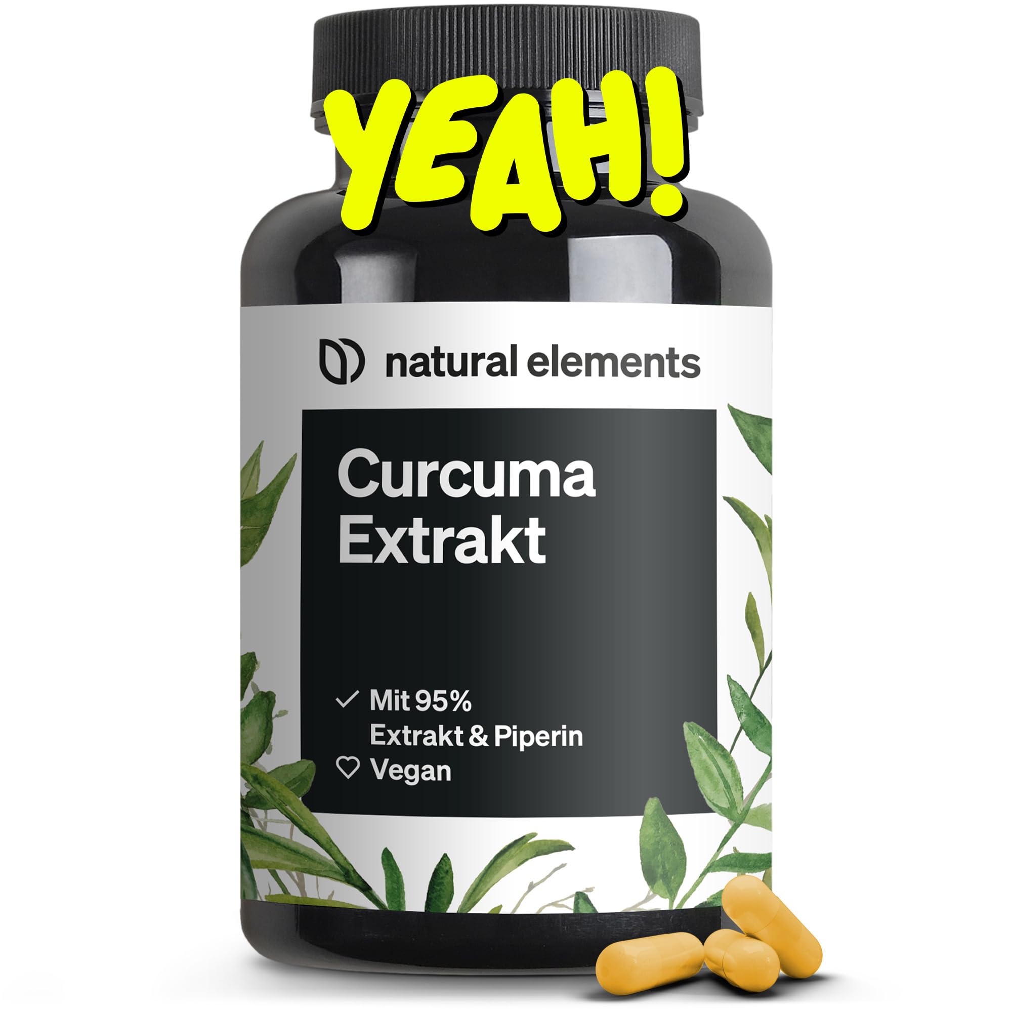 natural elements Curcuma Extrakt – Hochdosiert: Curcumingehalt EINER Kapsel entspricht 10.000mg Kurkuma – Hochdosiert aus 95% Extrakt – 90 Kapseln Angebot bei HelloDeals