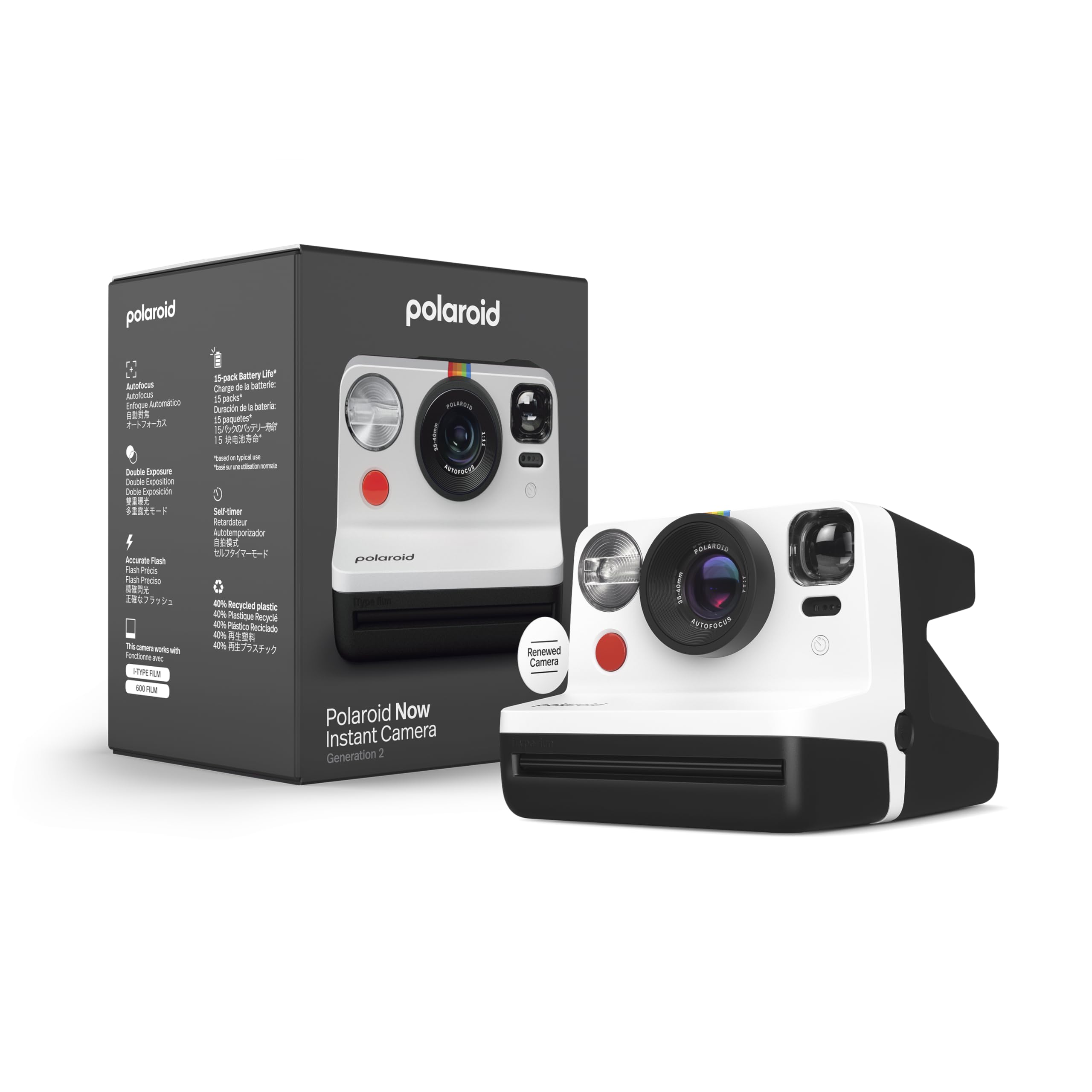 Polaroid - Generalüberholt Sofortbildkamera Now Generation 2 - Schwarz und Weiß Schwarz und Weiß Jetzt generalüberholt Angebot bei HelloDeals