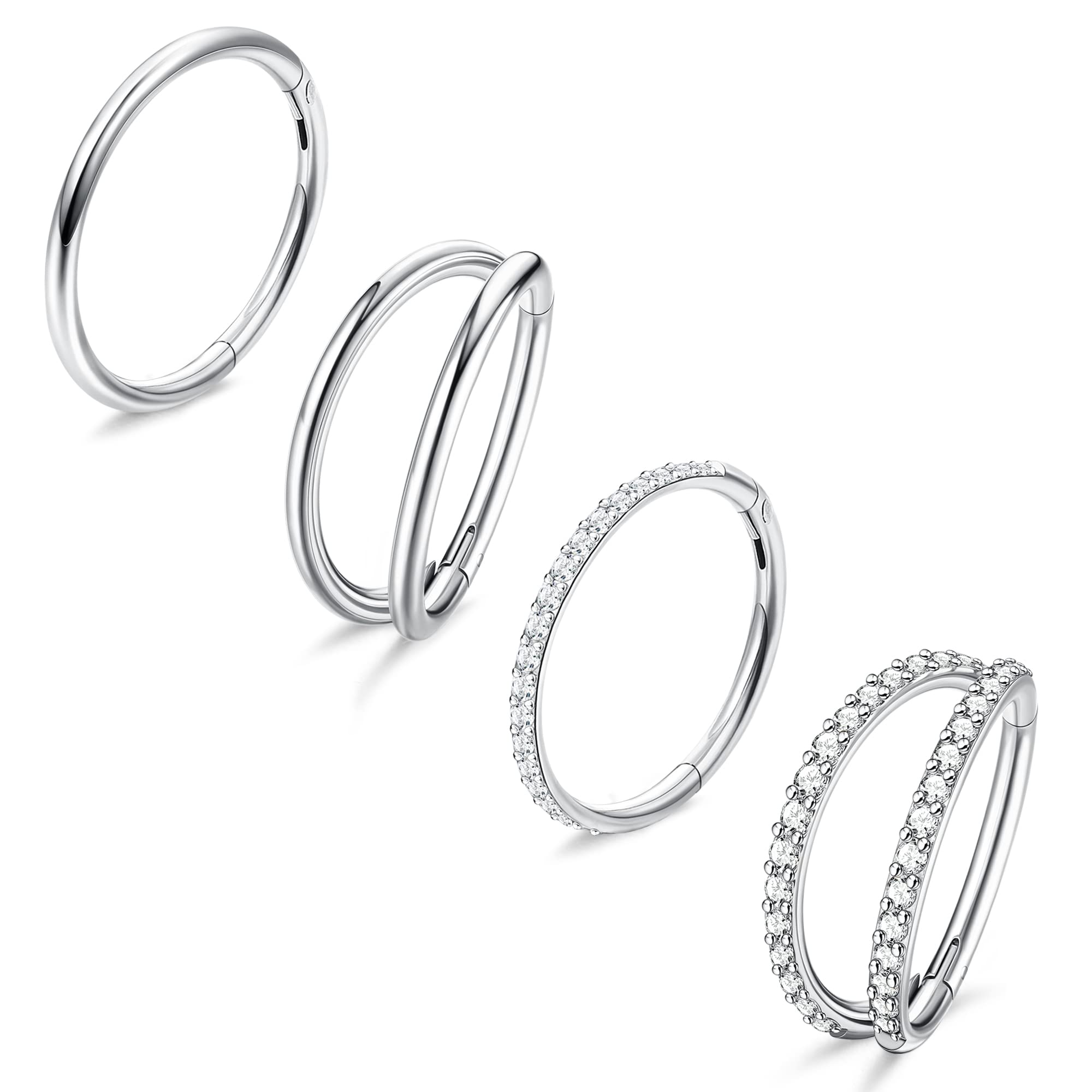 Dochais 4 Stück Nasenpiercing Ring Nasenring 316L Chirurgenstahl Nasenringe Hoop Nose Ringe Conch Helix Rook Septum Tragus Ring Piercing Ohrringe Set für Damen Männer Silber Gold 8mm 10mm 18G 16G 20G Angebot bei HelloDeals