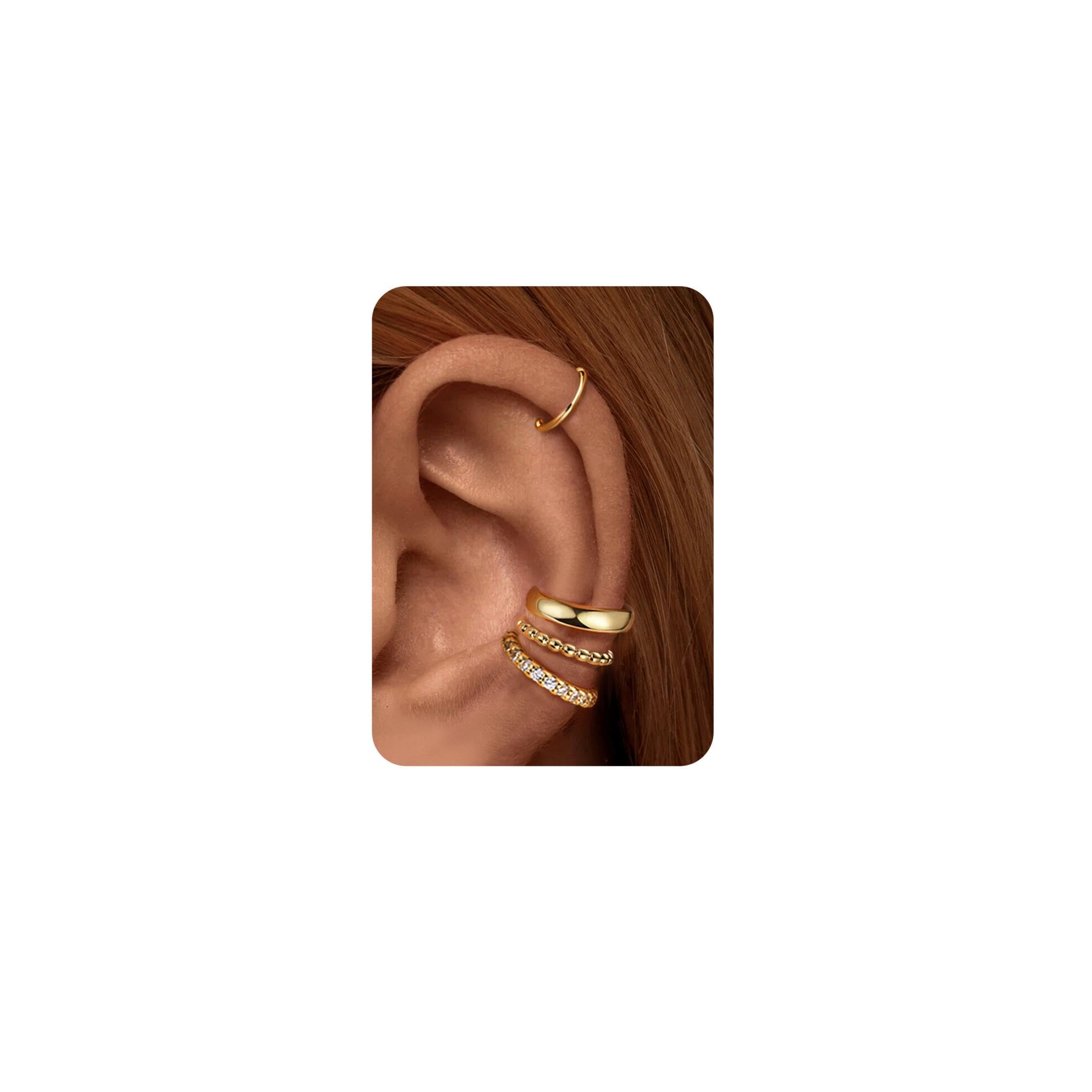 Morfetto Ear Cuff Set für Damen Ohne Piercing - 4 Paar 14K Goldbeschichtete Ohrklemmen Fake Helix Nicht Verblassend Knorpel Ohrringe für Ungepiercte,Verstellbare Ohrmanschetten in Geschenkbox Angebot bei HelloDeals