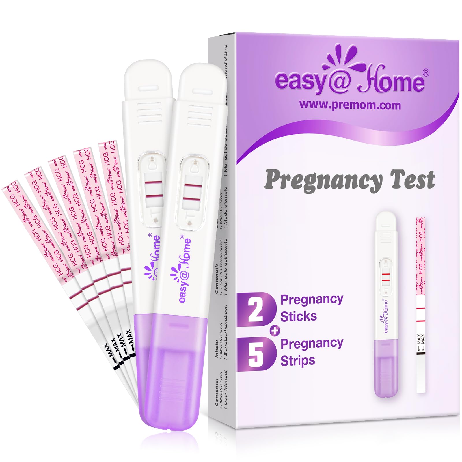 Easy@Home Schwangerschaftstest Frühtest Ultraempfindlicher Frühschwangerschaftstest: Pregnancy Test für Früherkennung einer Schwangerschaft, 7 Tests (2 Sticks 10mIU/mL, 5 Strips 10mIU/mL) 1 stück (7er Pack) Angebot bei HelloDeals