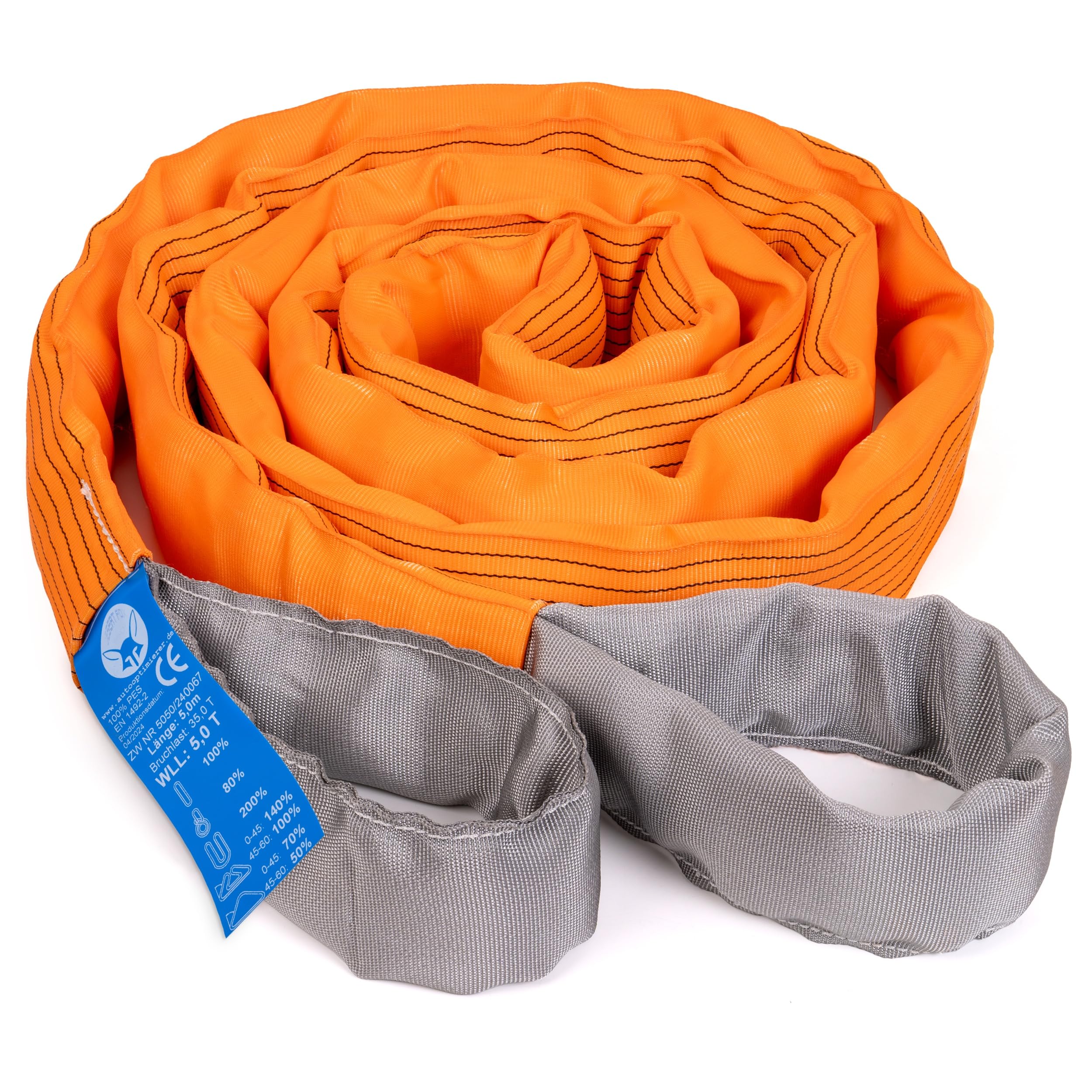 Desert Fox Winch Abschleppseil 5m – 35t Bruchlast – Schwerlast Bergegurt für Traktor, LKW, SUV, Offroad – Abschleppschlinge mit verstärkten Schlaufen in Signalfarbe Orange Angebot bei HelloDeals