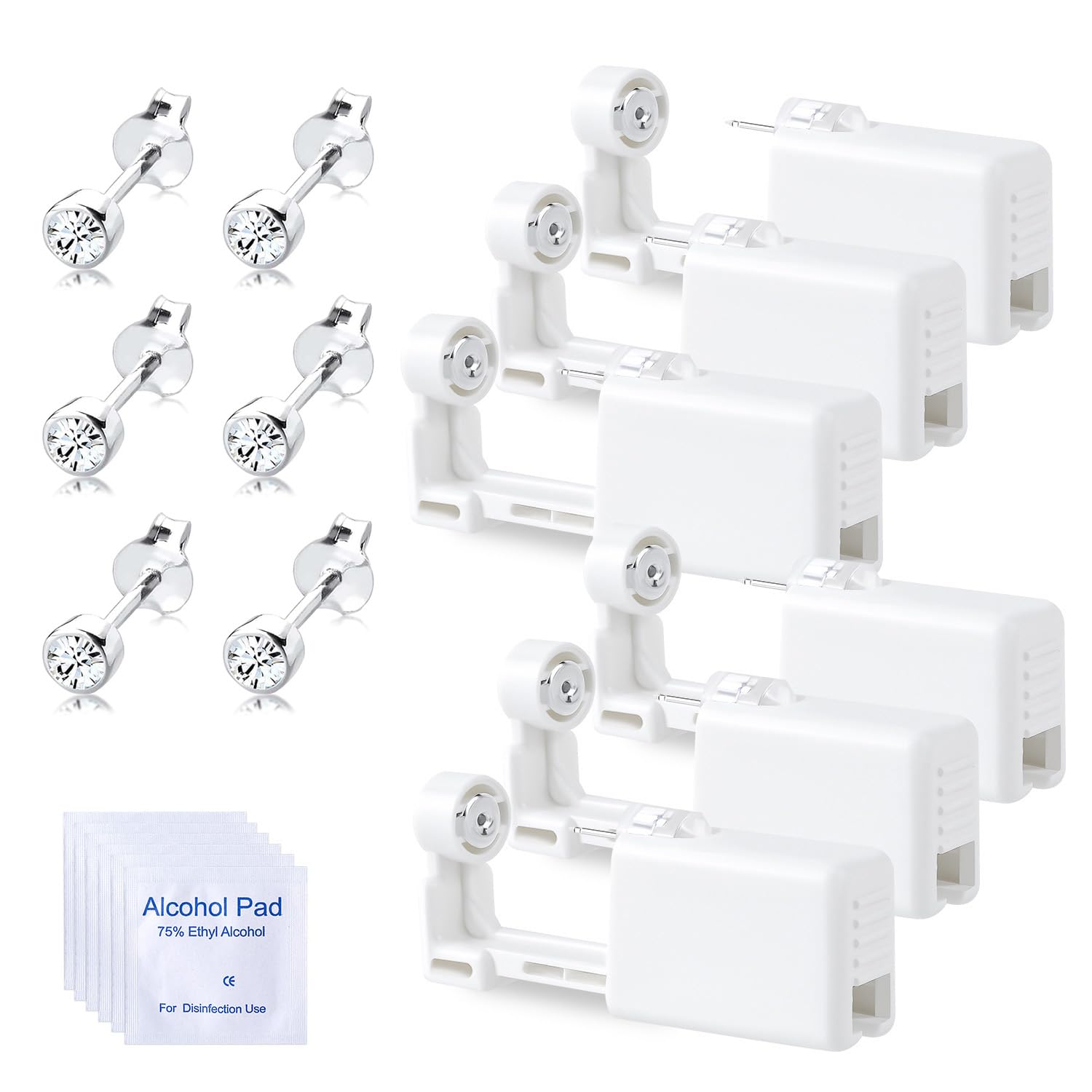 Voarge 6 Stück Ohrlochstechpistole, Einweg-Steril-Sicherheits-Ohrnasen-Piercing-Pistolen-Kit Schmerzfreies Selbst-Piercing-Werkzeug mit Ohrstecker-Asepsis-Pierce-Kit Angebot bei HelloDeals