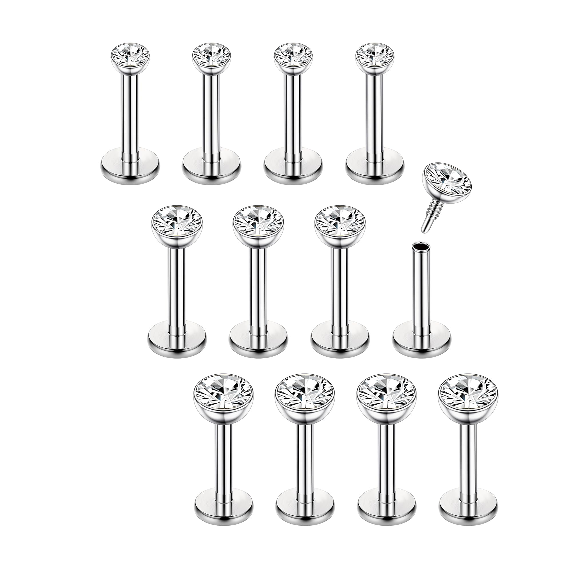 Chriscoco 16G 12Pcs Helix Piercings Chirurgenstahl Piercing Ohr Conch Piercing Nasenpiercing Tragus Piercing lippenpiercing labret Piercing Studs 6/8mm für Frauen Männer Silber-Runde CZ-6MM Länge Angebot bei HelloDeals