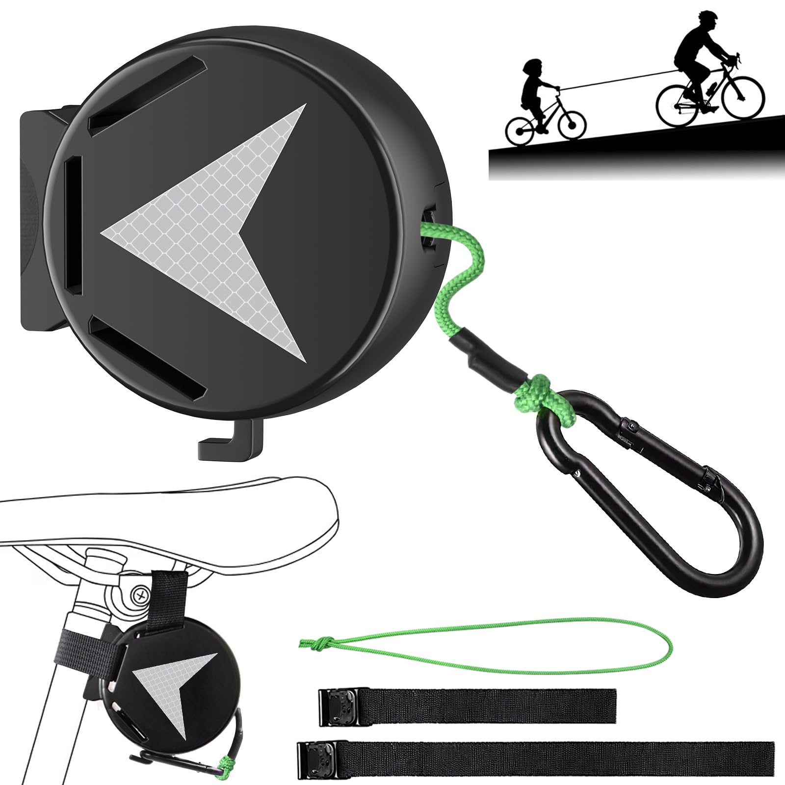 COTOP 2m Fahrrad Abschleppseil für Kinder, 120kg Tragkraft Zugsystem für Kinder & Erwachsene, mit stoßdämpfender Sicherheitsfeder, Universell für alle Lenker inkl. E-Bike und MTB Angebot bei HelloDeals