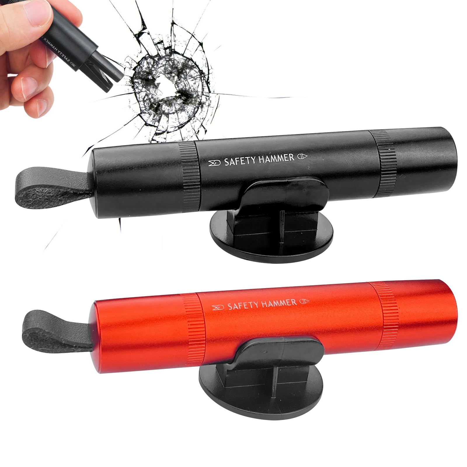 Maxentico 2 Stück Gurtschneider Notfallhammer Mini, 2 In 1 Safety Nothammer Auto mit Gurtschneider, Tragbarer Sicherheitshammer Fensterbrecher, Glasbrecher, Autoscheiben Zerstörer (Schwarz + Rot) Angebot bei HelloDeals