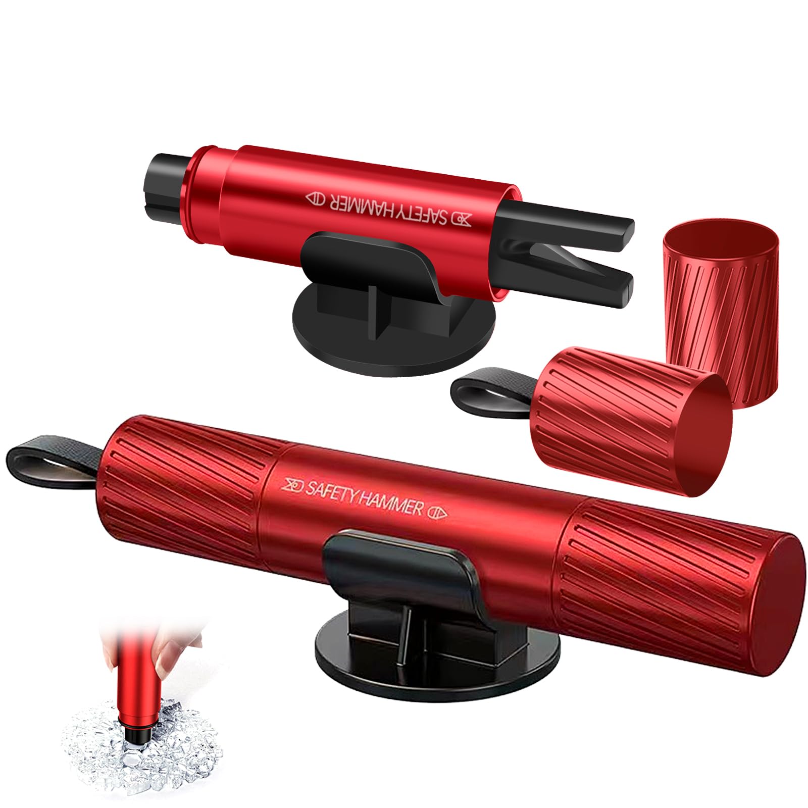 BOBOPACK Gurtschneider Notfallhammer, Autoscheiben Hammer und Sicherheitsgurt Schneider, Tragbarer, Kompakter Gurtschneider und Glasbrecher, für Rettung zu Land und zu Wasser (Rot) Angebot bei HelloDeals