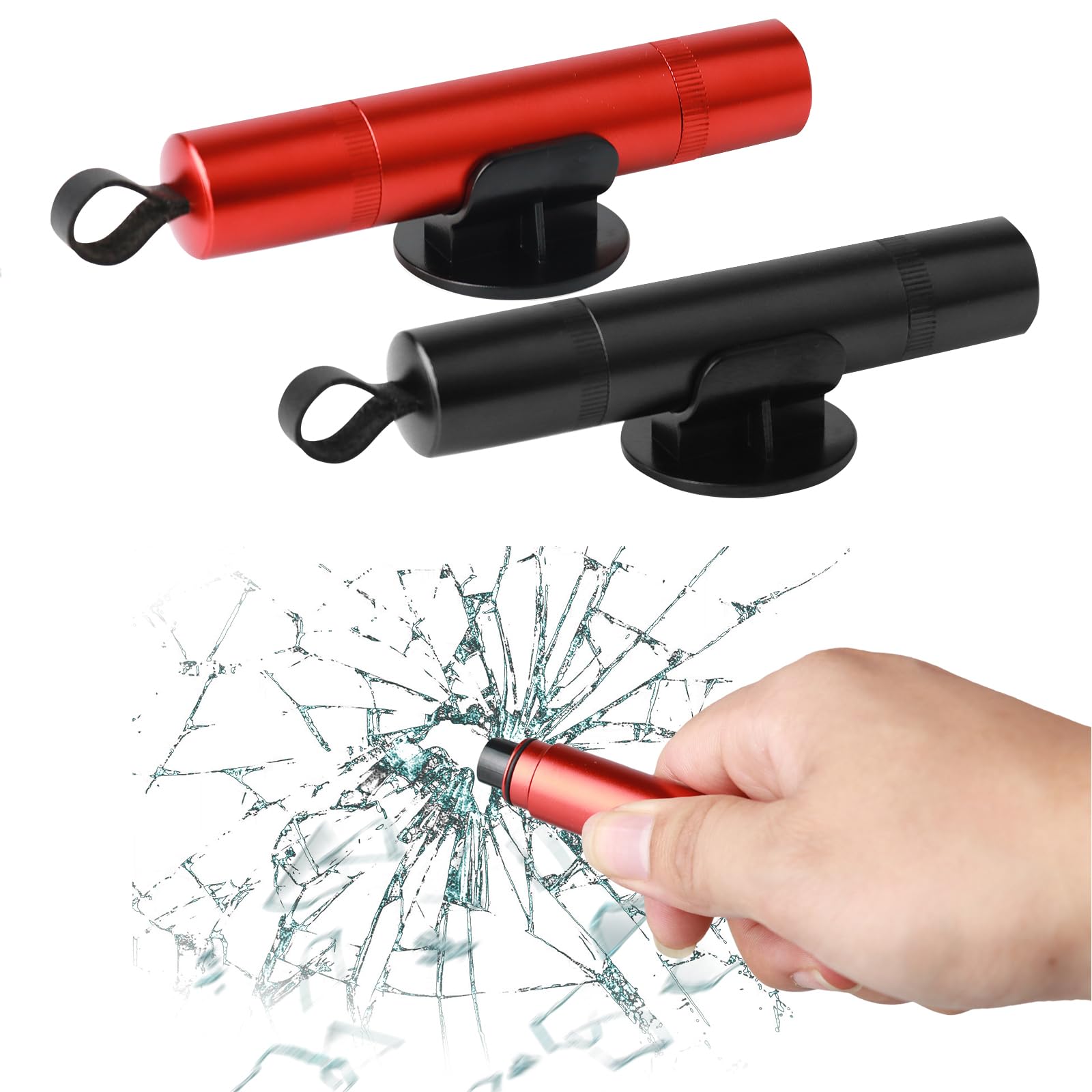YFPOPONE Gurtschneider Notfallhammer, 2 Stück Sicherheitshammer Mit Gurtschneider, Notfallhammer Auto Für Notfälle, Auto Gurtschneider Schwarz/Rot, Erste Hilfe Set Auto Für Flucht Aus Fahrzeugen Angebot bei HelloDeals