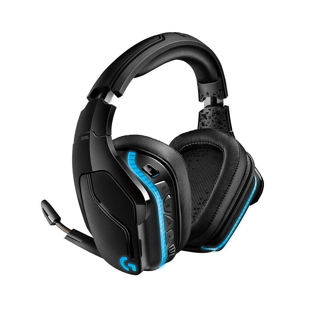 Logitech G935 Kabelloses Gaming-Kopfhörer (mit 7.1 Surround Sound, 50 mm Pro-G Klangtreiber, LYGHTSYNC RGB) (Generalüberholt) Angebot bei HelloDeals