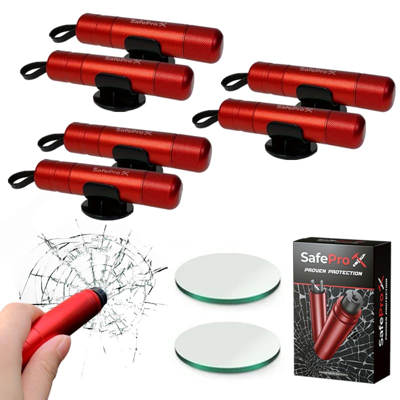 SafePro X Rettungswerkzeug (6er-Pack), lebensrettender Fensterbrecher und Gurtschneider, unverzichtbarer Auto-Sicherheitshammer zur Unfallvorsorge, kompaktes Notfall-Rettungswerkzeug Angebot bei HelloDeals