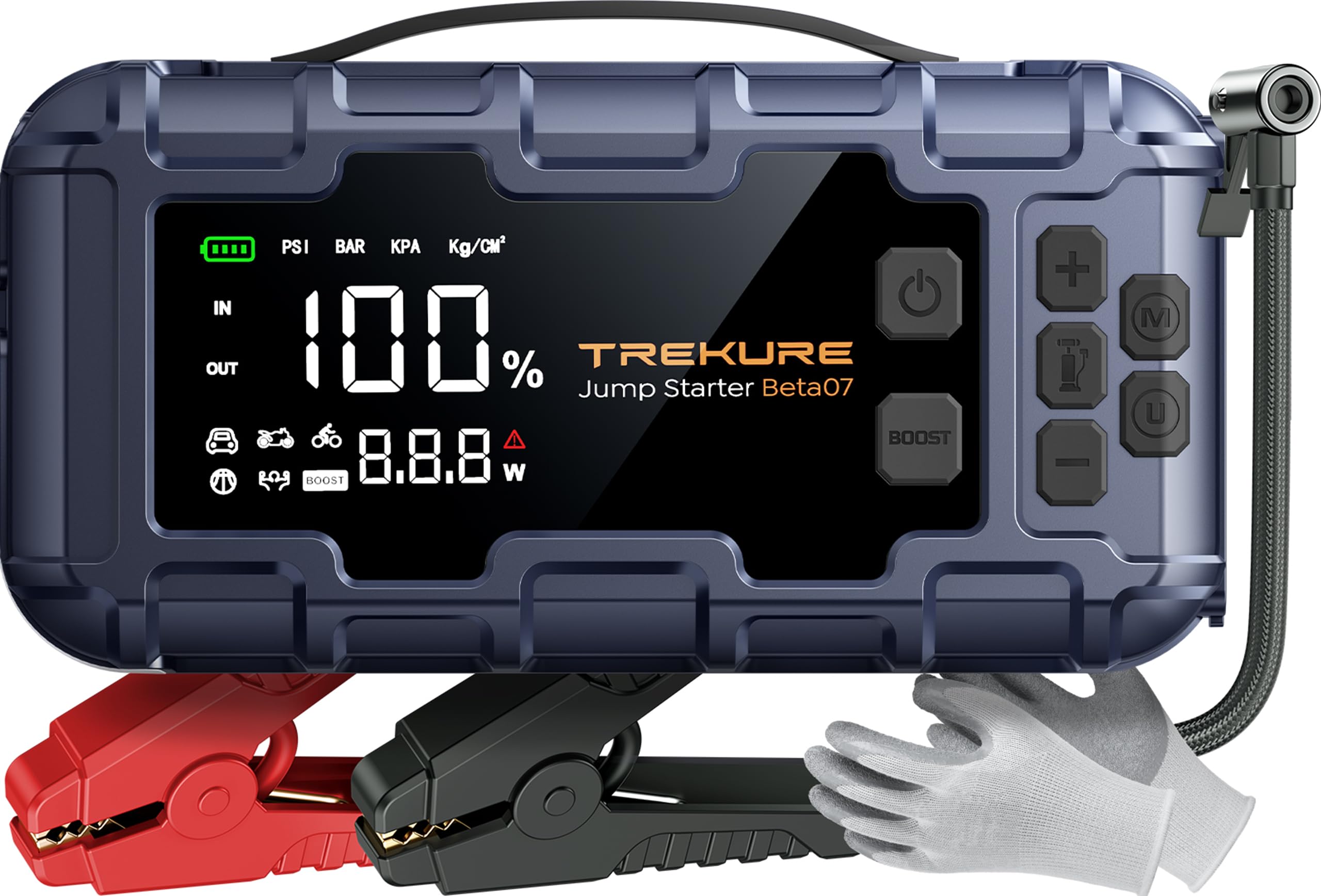 TREKURE Starthilfe Powerbank mit Luftkompressor, 160PSI 6500A Auto Starthilfe, PD 45W Eingang/Ausgang, Starthilfe(Bis zu All Benzin und 12.0L Dieselmotor) mit 600 Lumen LED und Doppelstart Angebot bei HelloDeals